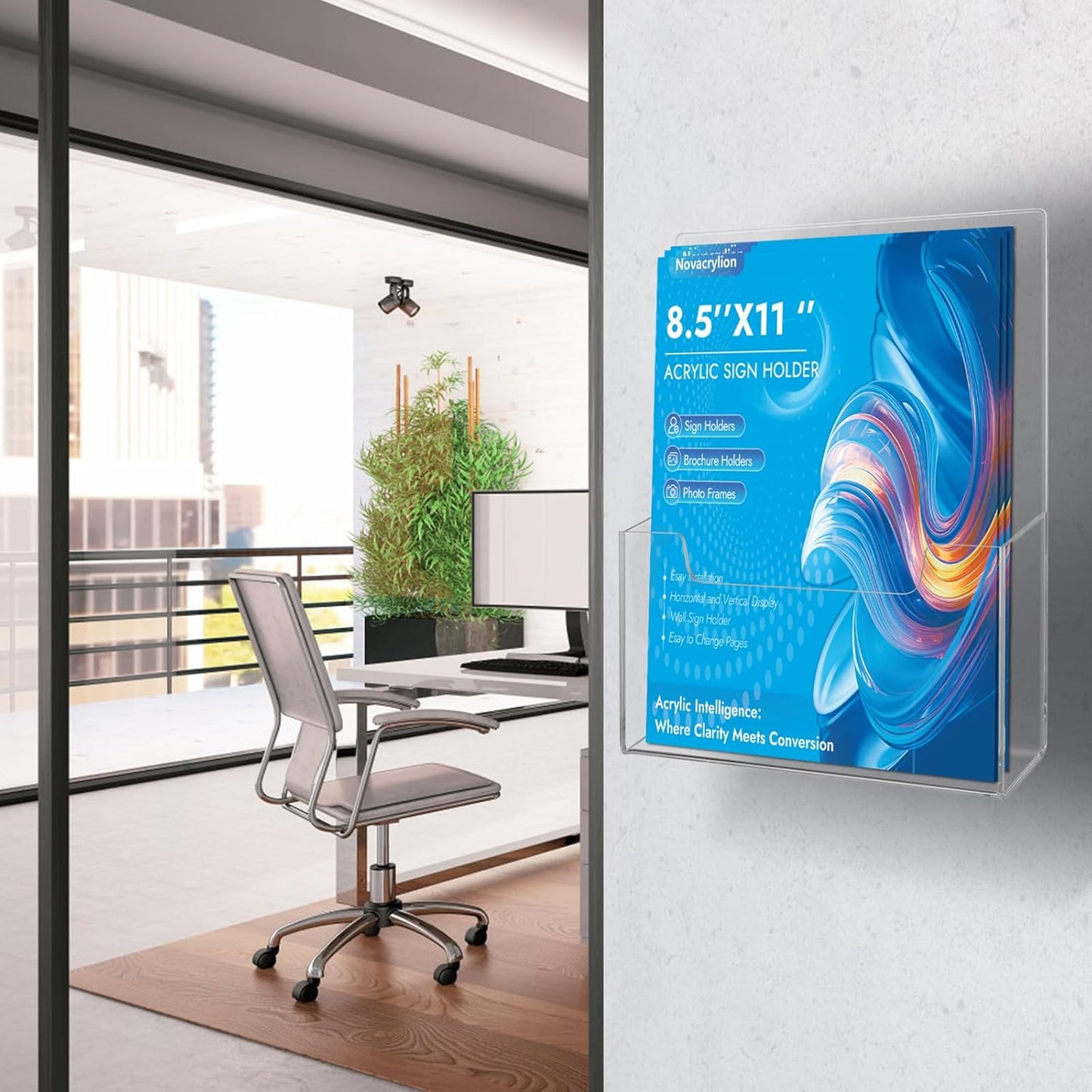 Acrylic Brochure Holder 2-Pack – Trade Show & Vendor Booth Must-Have 8.5×11 Clear Trifold Rack, Wall/Counter Mount, Durable Flyer Display
