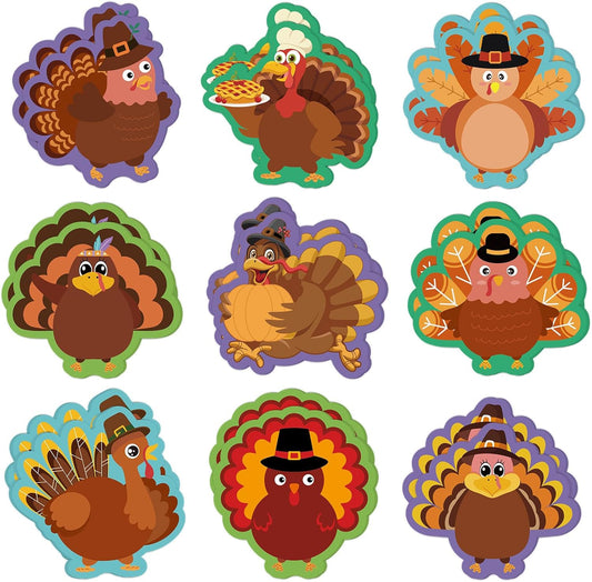 600 Sheets Thanksgiving Turkey Sticky Notes, Self-Adhesive Thanksgiving Notepads Turkey Self Sticky Memo Pads for Fall Harvest Party Favors School Office Supplies