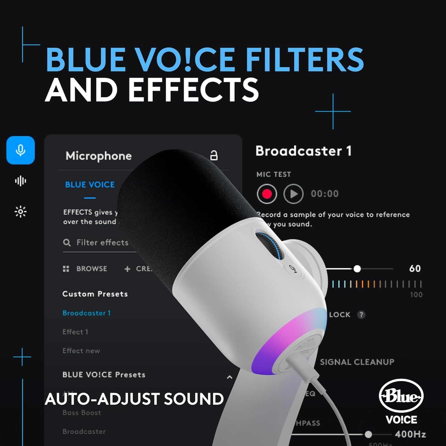 Logitech G Yeti GX Dynamic RGB Gaming Microphone, Podcast Microphone with LIGHTSYNC, Blue VO!CE, G HUB Control, USB Plug and Play - White