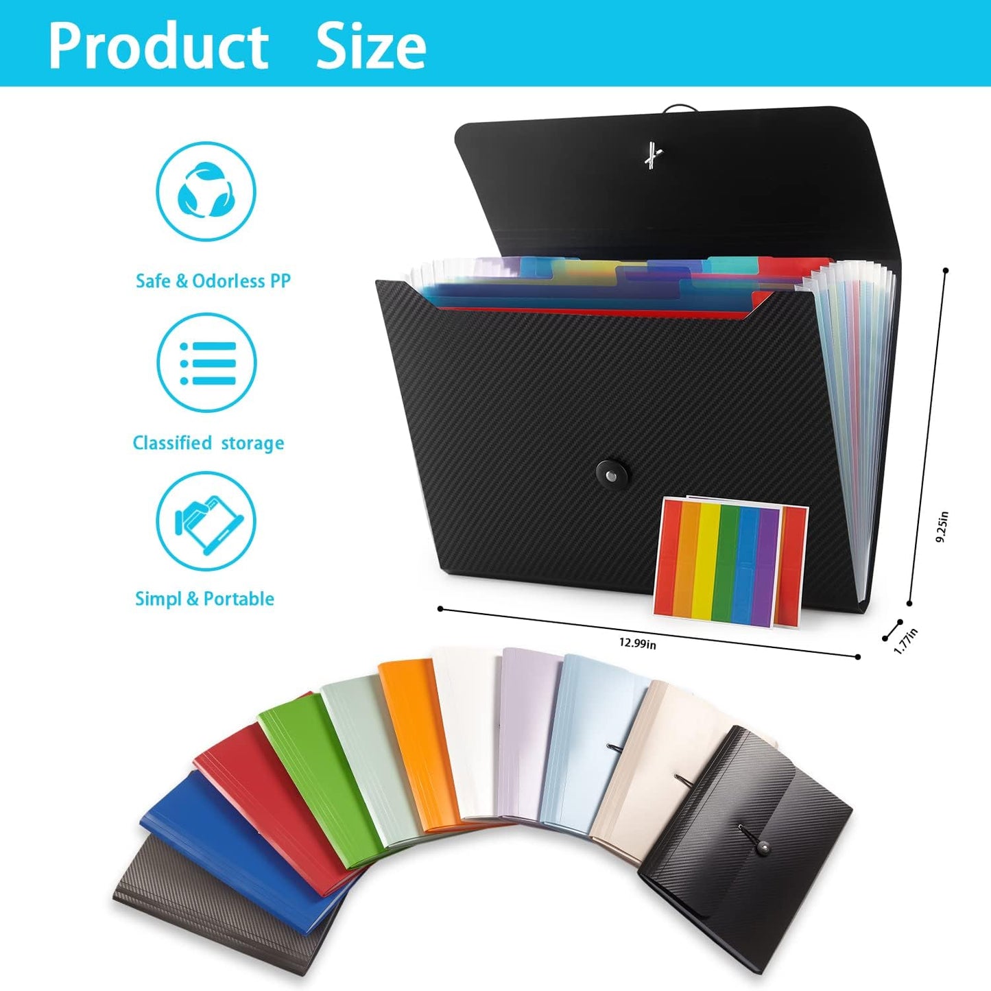 Expanding File Folder, File Organizer,13 Pockets, Grey, File Organizer Accordion Filing Folder for Documents, Aesthetic Paper Organizer Folder for Work, School, Home, Office