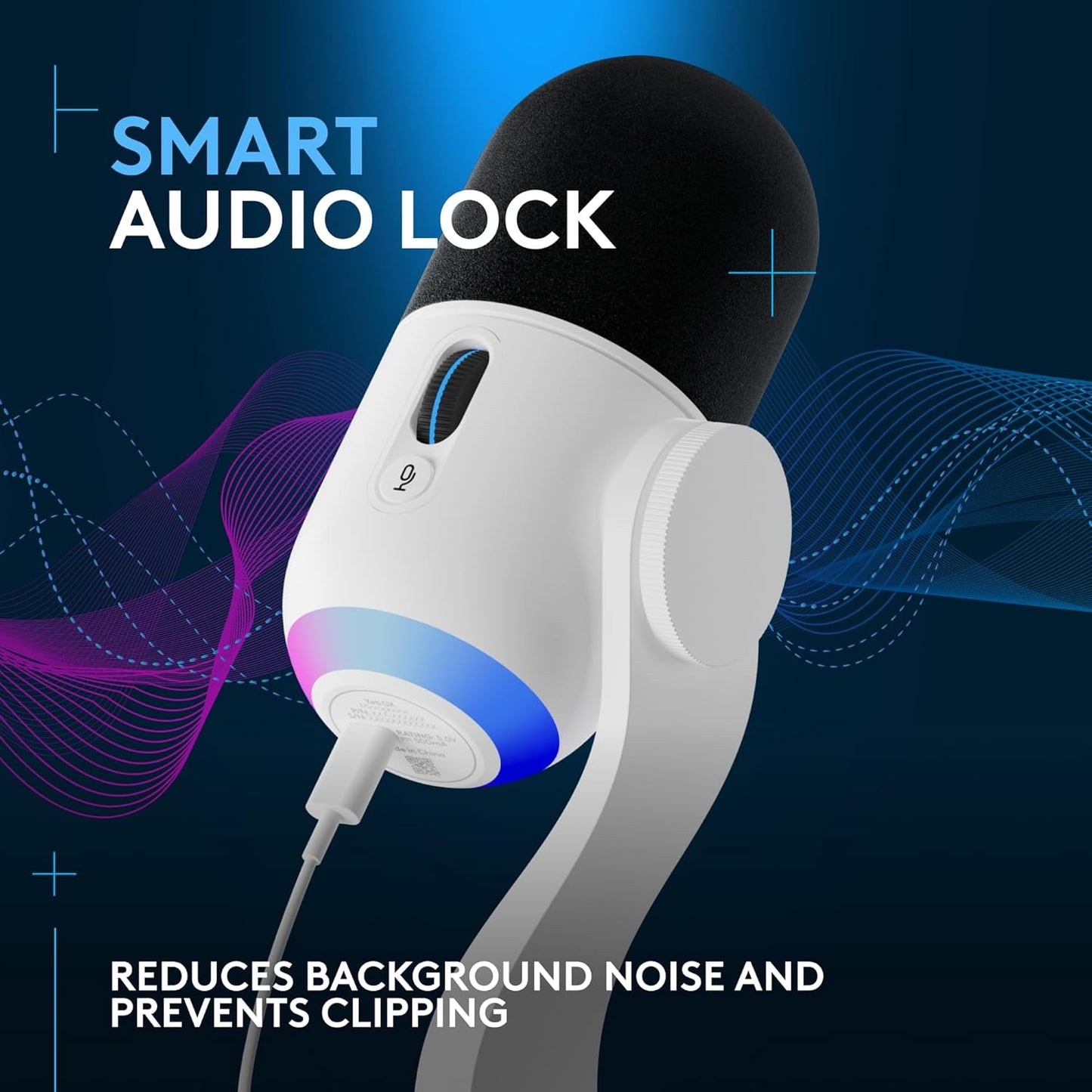 Logitech G Yeti GX Dynamic RGB Gaming Microphone, Podcast Microphone with LIGHTSYNC, Blue VO!CE, G HUB Control, USB Plug and Play - White