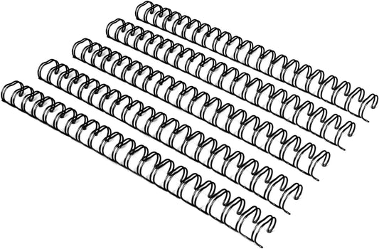 Rayson 2:1 Pitch Double Loop Wire Binding Spines, 3/8 Inch (9.5mm), 21 Loops, Black, Holds 10–70 Sheets, Pack of 100 – Metal Wire Binding Combs for Letter Size Paper