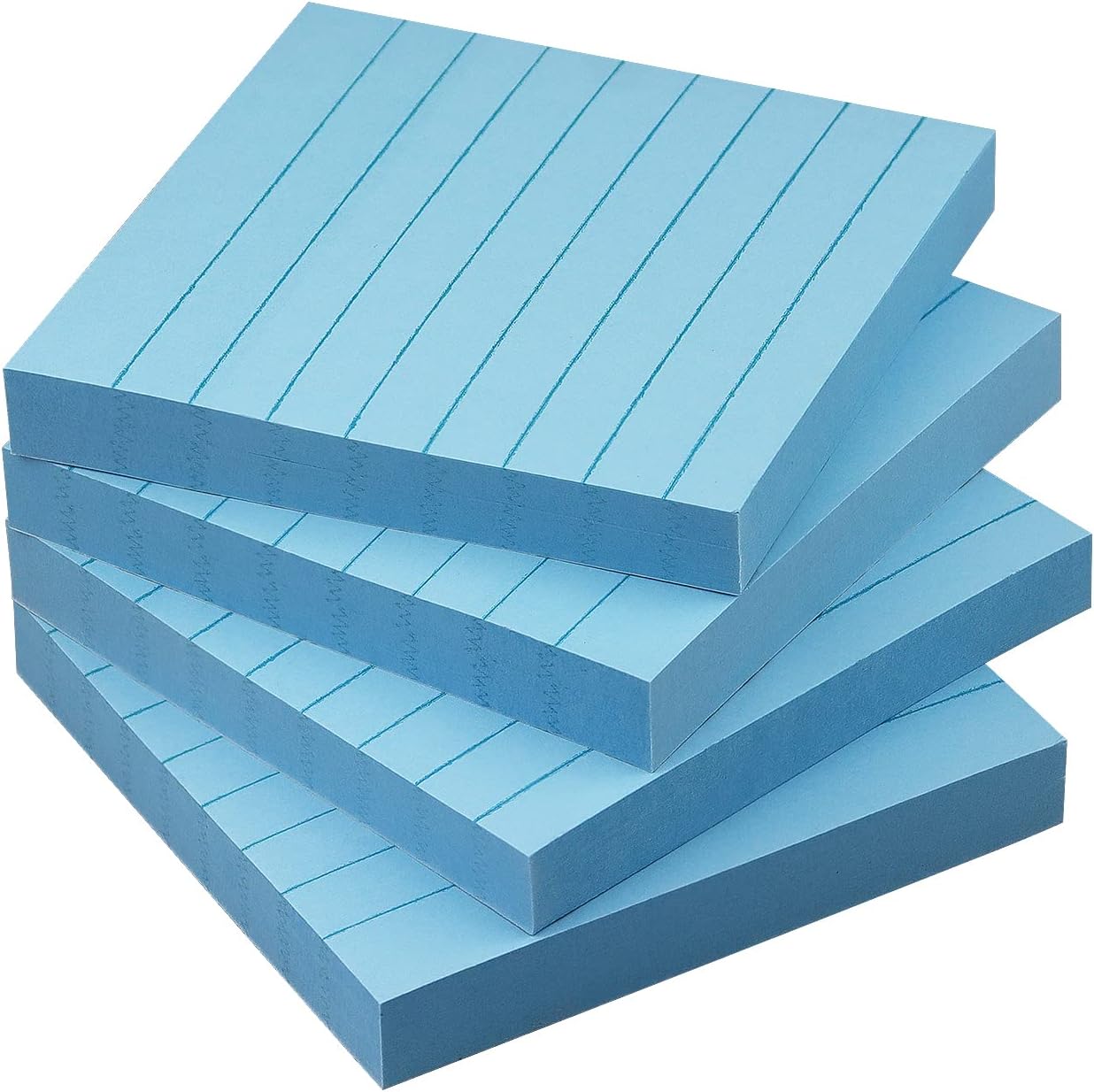 Lined Sticky Notes 3x3 Sticky Notes with Lines Self-Stick Notes Bright Color 4 Pads 90 Sheets/Pad (Light Blue)