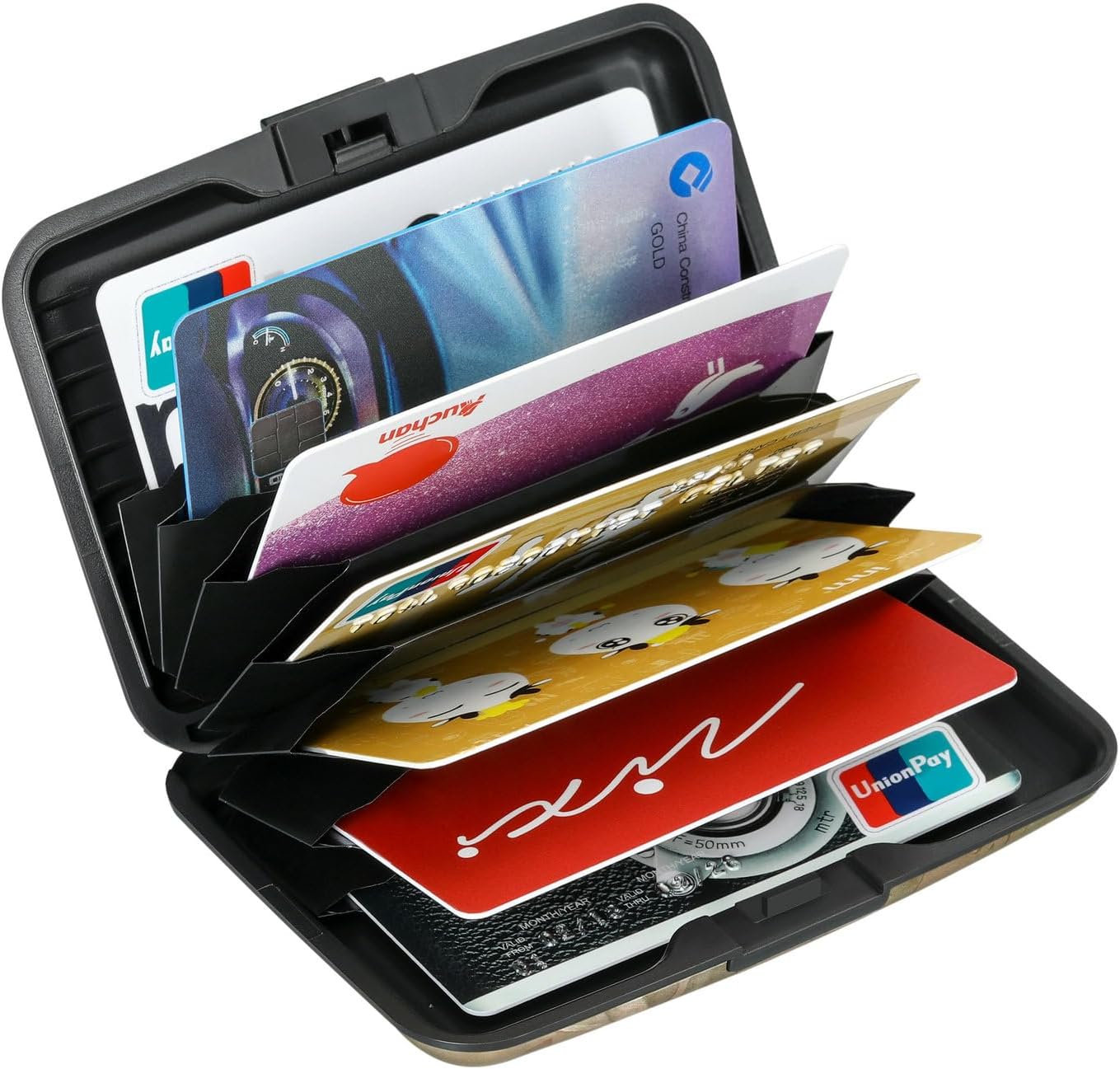 ELFISH Mini RFID Aluminum Wallet Credit Cards Holder Business Card Case Metal ID Case for Men Women(Champagne rose)