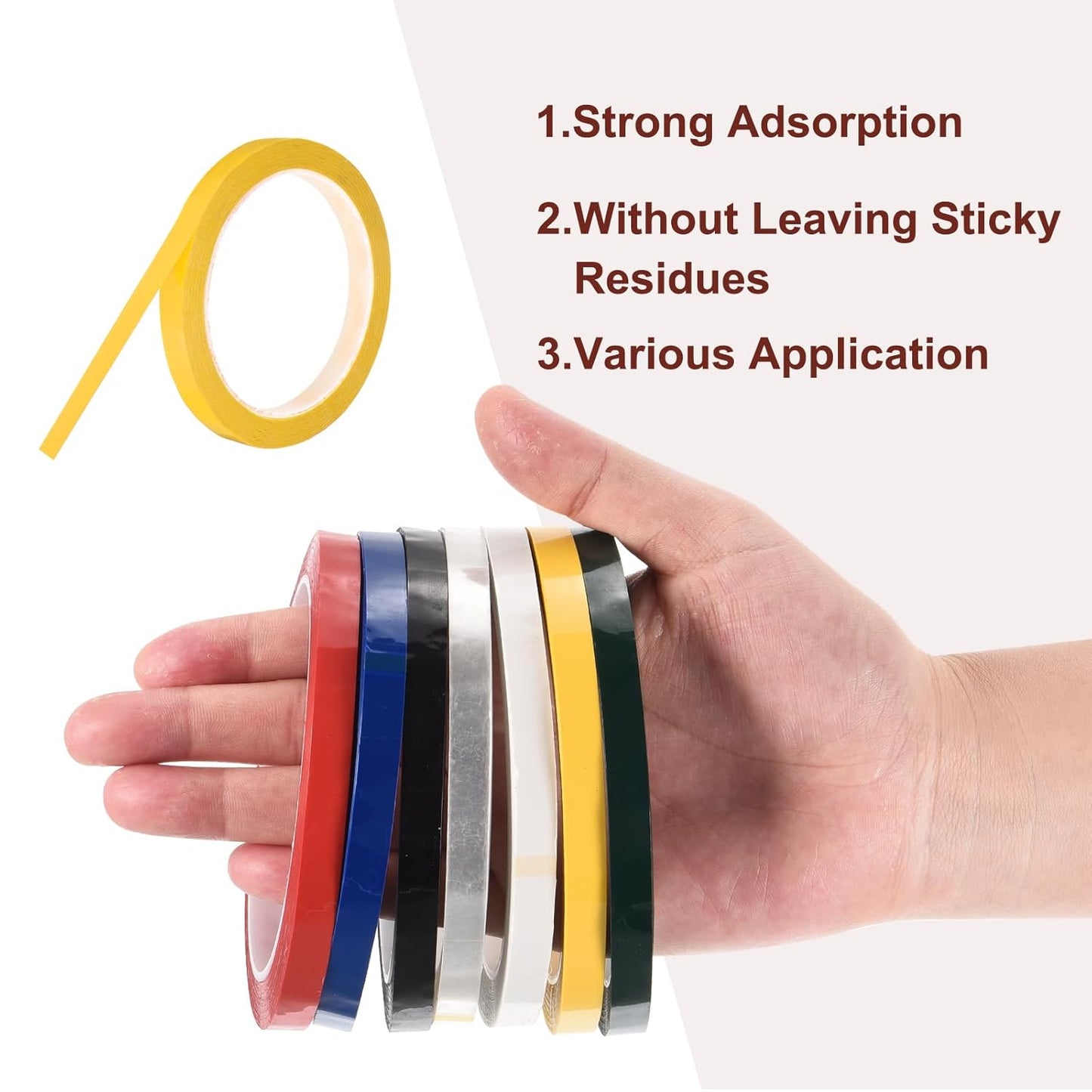 MECCANIXITY 10 Rolls Whiteboard Tape Graphic Chart Tape 10mm 54.7 Yard Art Tape Thin Self-Adhesive Pinstripe Tape Masking Tape for Gift Wrapping Craft Supplies, Yellow