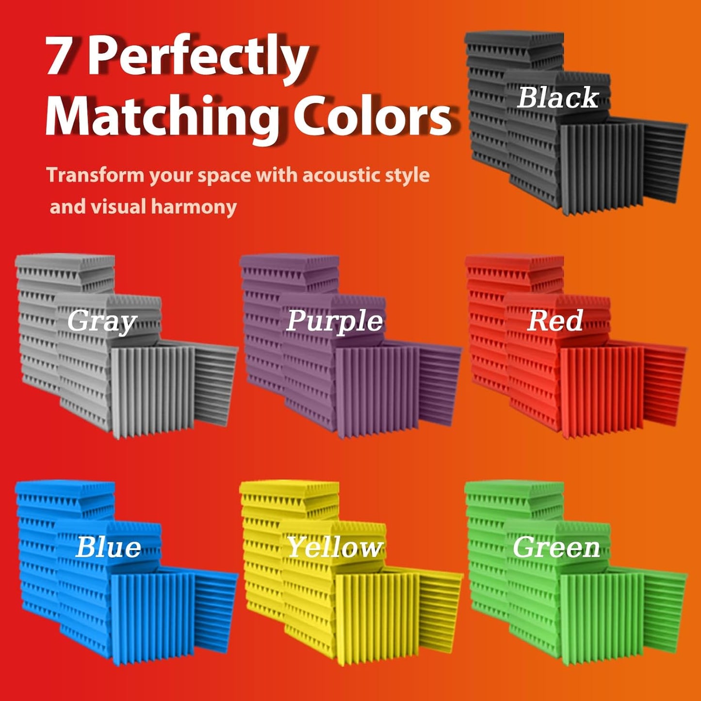 24 Pack Acoustic Panels – Sound Proof Foam Panels for Wall 12"x12"x2", Flame Retardant Wedge Acoustic Foam, High-Density Sound Absorbing Panels for Home Studio(Yellow, 2" Thick 24 Pack)