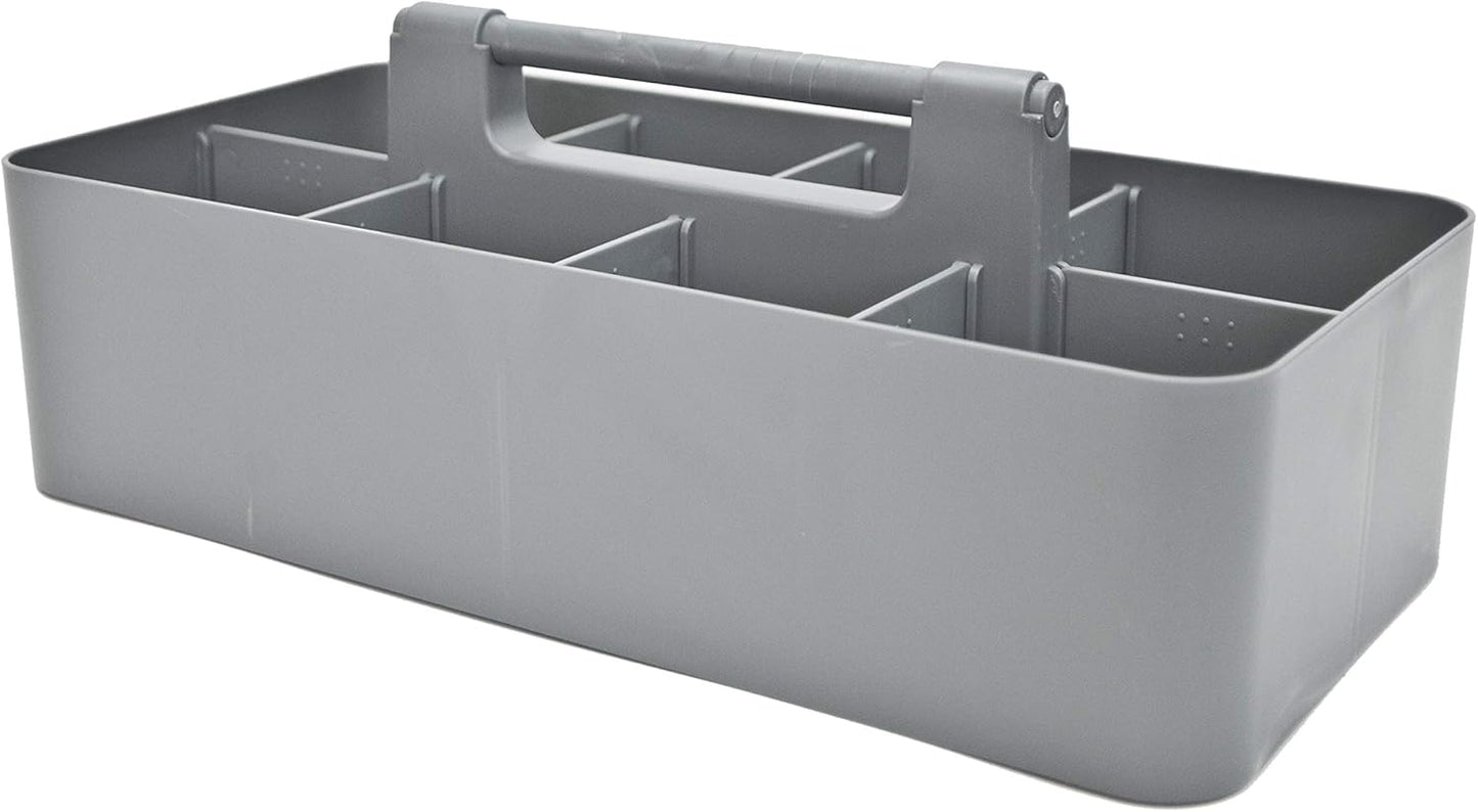-Bulk Large Portable Caddy DIY Dividers, 8 Compartments, School Office,Portable Basket with Handle Storage Organizer Modern Made in USA (10 PACK, Orion Gray)