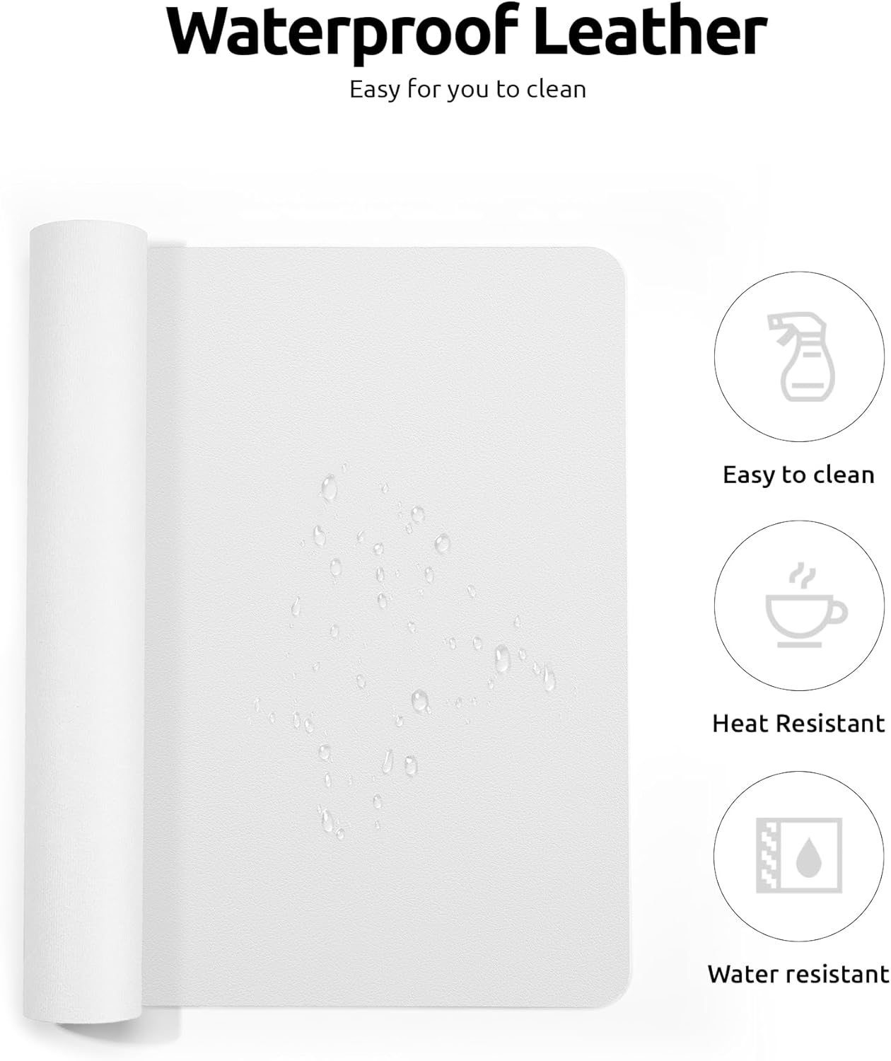 YSAGi Leather Desk Protector, Office Mat, Large Mouse Mat, Non-Slip PU Leather Blotter, Laptop Desk Pad, Waterproof Writing Pad for Office and Home (White, 35.4" x 17")