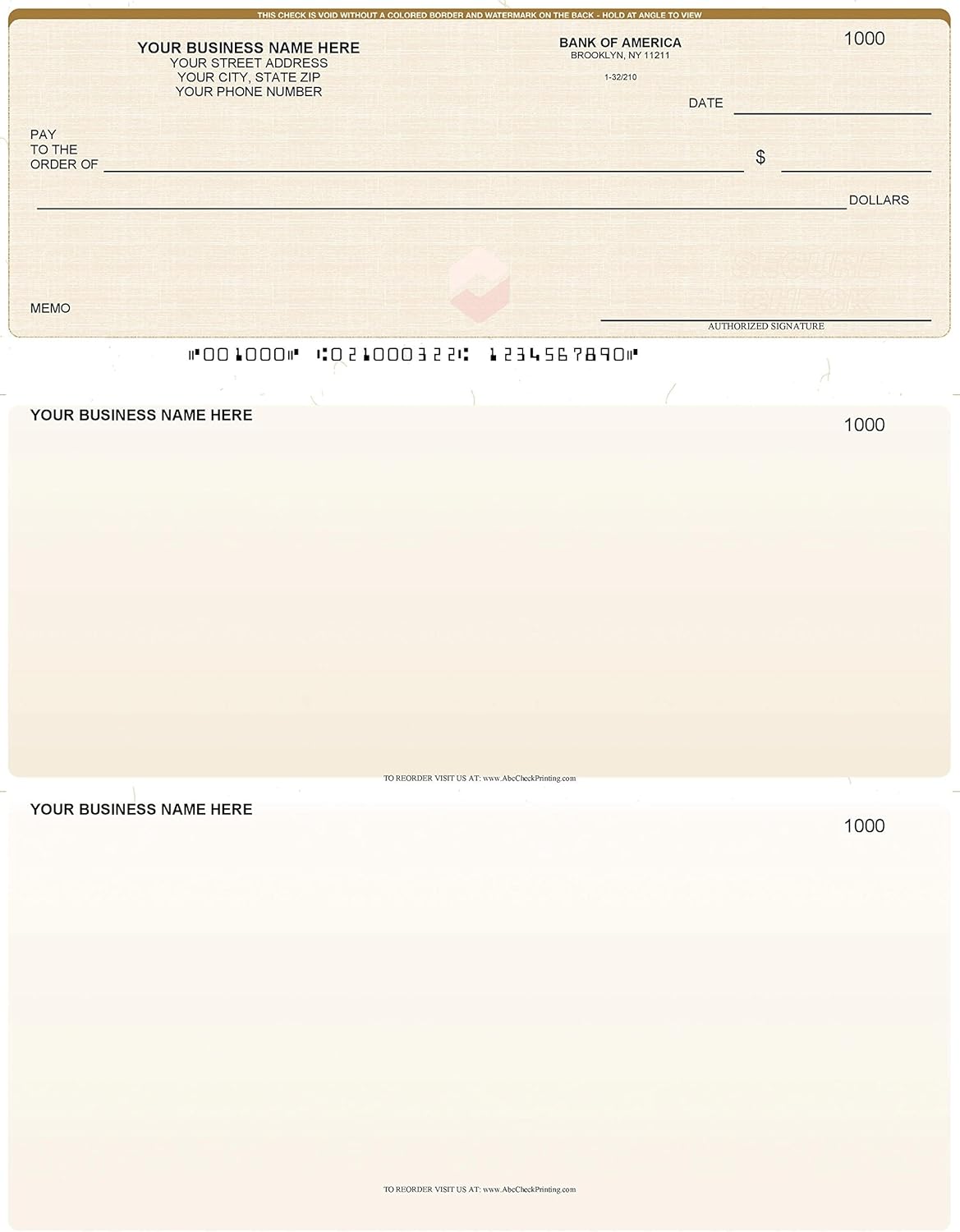 ABC Computer Checks Compatible w/QuickBooks, Checks on Top, Gold Linen (250 Sheets)