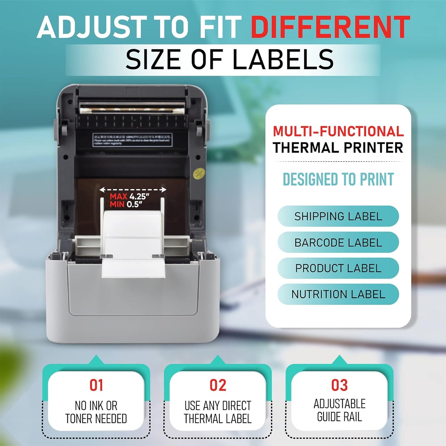2054K-WF Mini WiFi Wireless Shipping Label Printer for iPhone Windows Mac Chromebook Android Support Amazon Ebay Paypal Shopify Shipstation UPS USPS FedEx Fanfold Direct Label