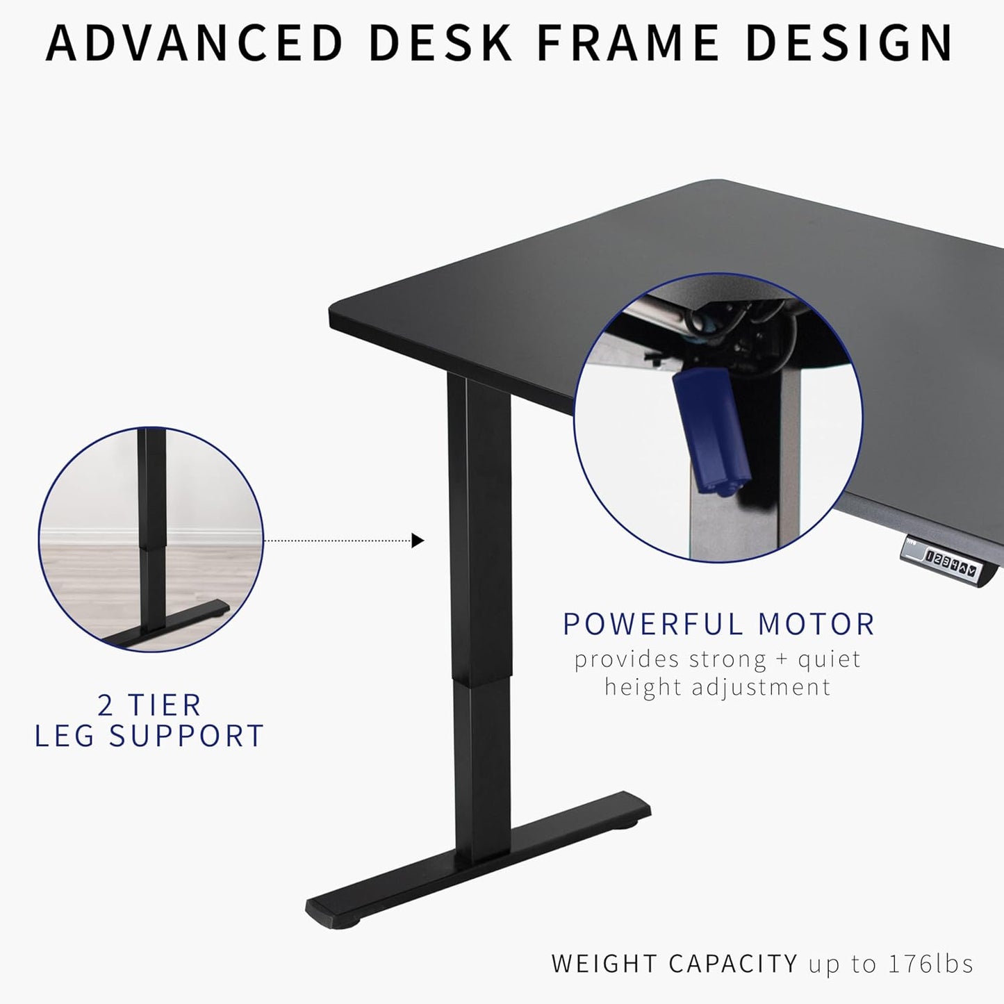 VIVO Electric 48 x 30 in Rustic Standing Desk, Memory Height Adjustment, 1B Series, One-Piece Vintage Brown Top, Black Frame, DESK-KIT-1B5N