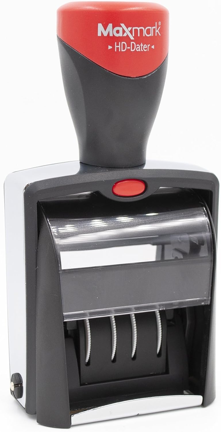 Heavy Duty Date Stamp with Your Custom Text, Self Inking Stamp - 1" x 1-5/8” - Choice of Ink Color