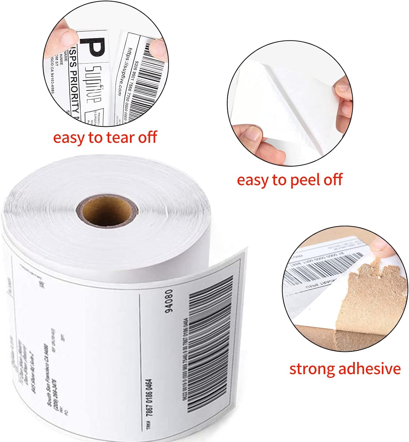 Thermal Labels 4x6 Roll - 500 Direct Thermal Perforated Postage Shipping Labels for Rollo, Zebra, MUNBYN and Polono Printers (NOT for DYMO)