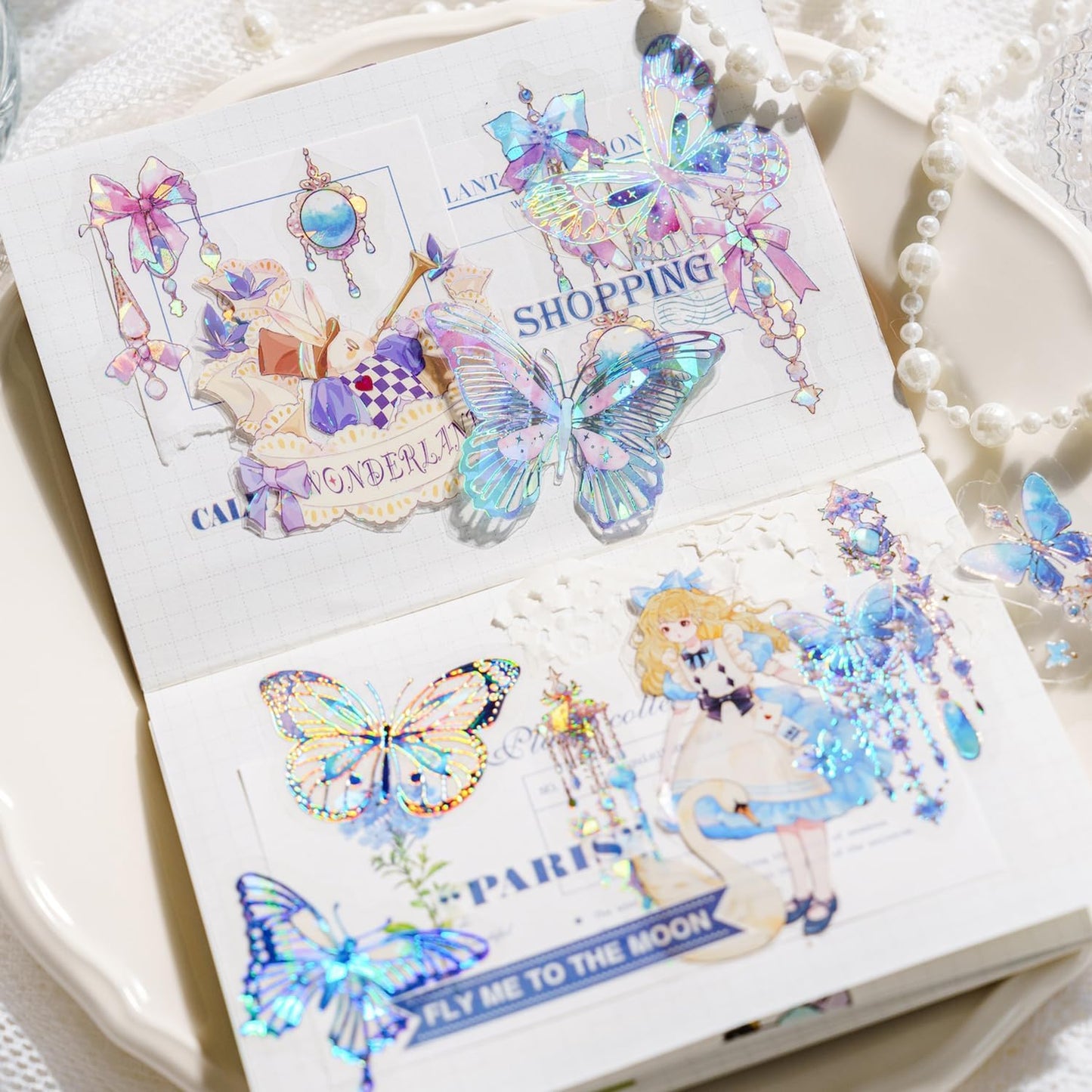 Alideco 120pcs Scrapbook Stickers Vintage Boundless Jewelry Scrapbooking Junk Journal Crafts Embelishment Decoration Diary Stickers (wujiezhubao)