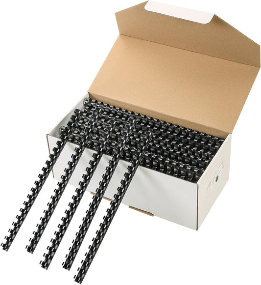 MYFULLY 100 Pack 21 Ring Plastic Comb Binding Spines | 5/8 Inch Diameter, 115 Sheet Capacity, A4, Black Binding Comb (5/8"(115 Sheet Capacity))