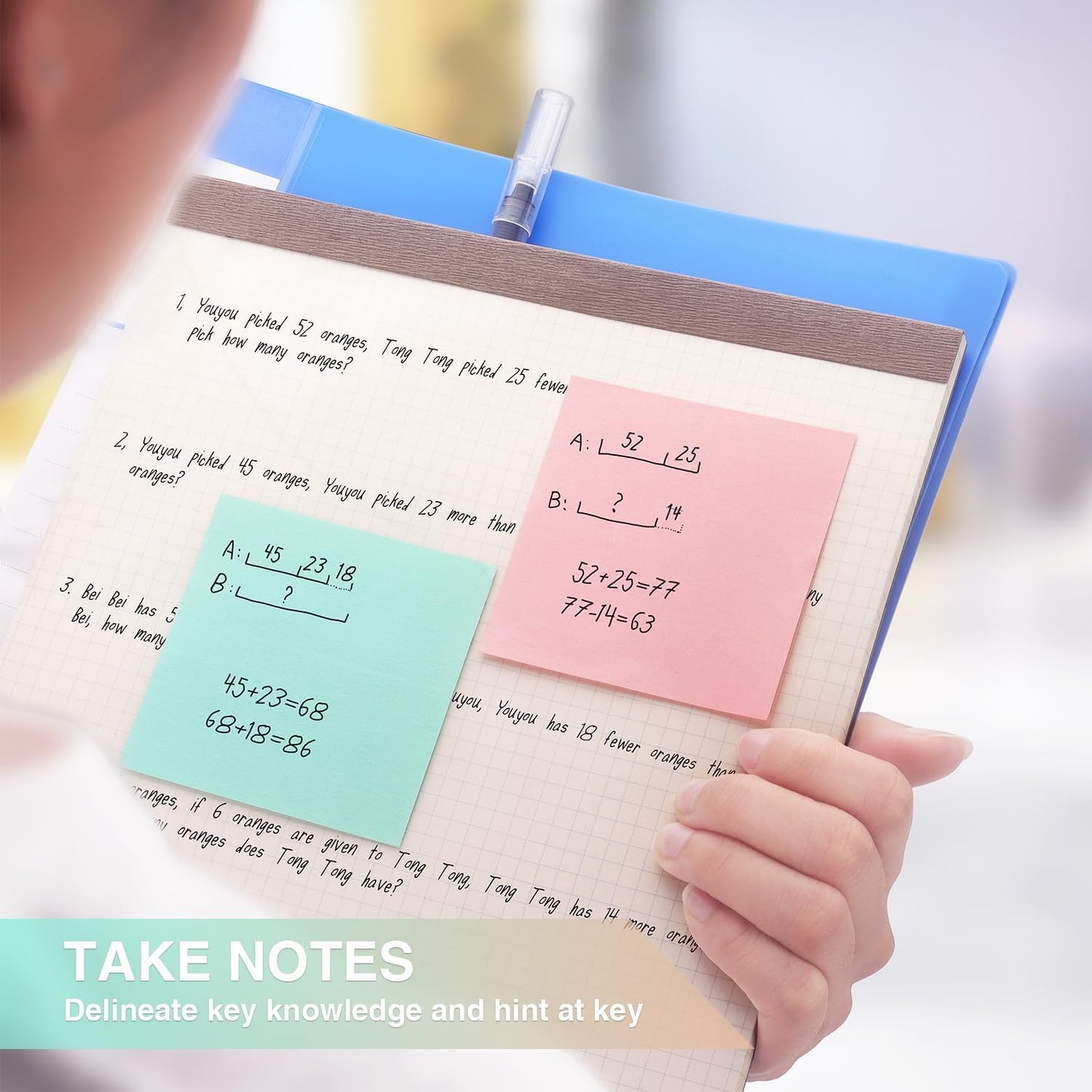 Sticky Notes 3x3inch, 8 Pads Self-Stick Notes, 8 Pastel Multi Colors with Gray Note Pads, Suitable for School, Home, Office, 80 Sheets/Pad