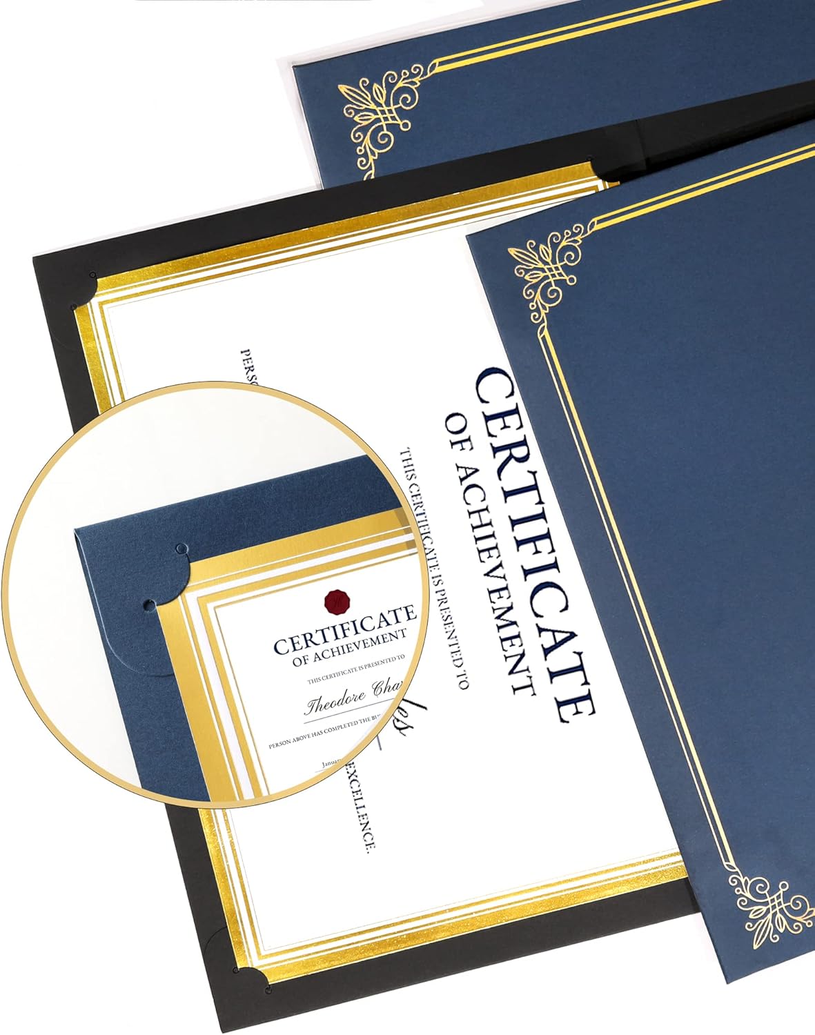 GNL Certificate Holders - 200 Packs Blue Diploma Holders, Certificate Covers with Gold Foil Border, for Letter Size 8.5 x 11 Certificate Paper, Award, Graduation, Documents