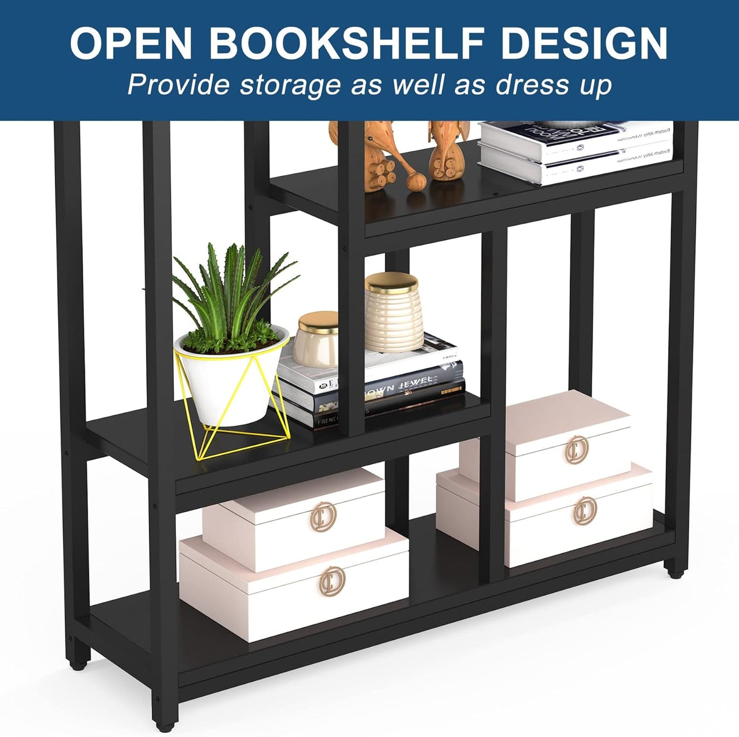 Tribesigns 79 Inch Extra Tall Bookshelf, 7-Tier Vintage Bookcase, Industrial 10-Shelf Open Storage Shelves Display Shelves Organizer for Home Office