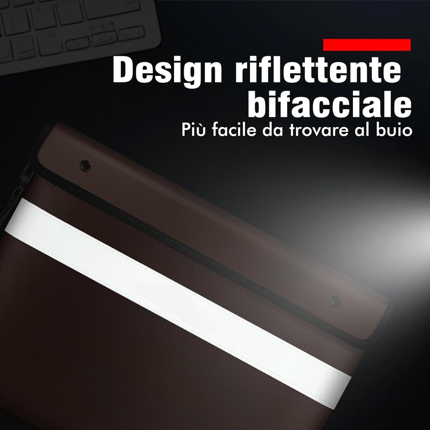 Vailoin 6200°F Heat Insulated Fire proof Money Bag with Soft Leather Hand Strap, FireProof Pouch with Water Resistant Zippe,Fire and Waterproof Envelope for Cash,Valuables,Jewelry(13.9"x10.6"，Brown)