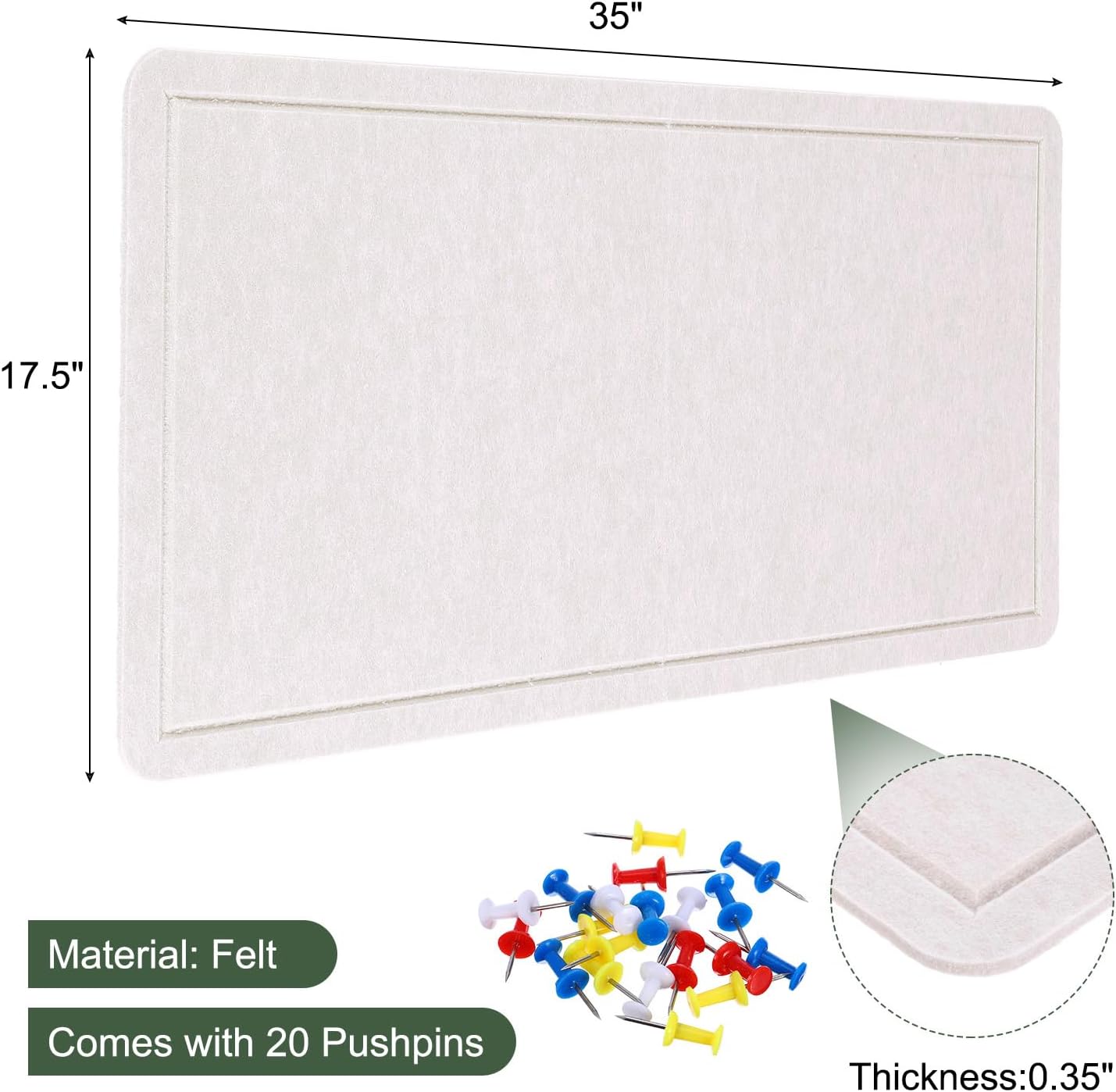 YOKIVE Felt Bulletin Board, 35 x 17.5 -Inch Foldable Decorative Pin Board Self Adhesive Felt Cork Board with 20 Pushpins, Great for Wall, Photo Display, Paste Note, Schedule(Light Camel)