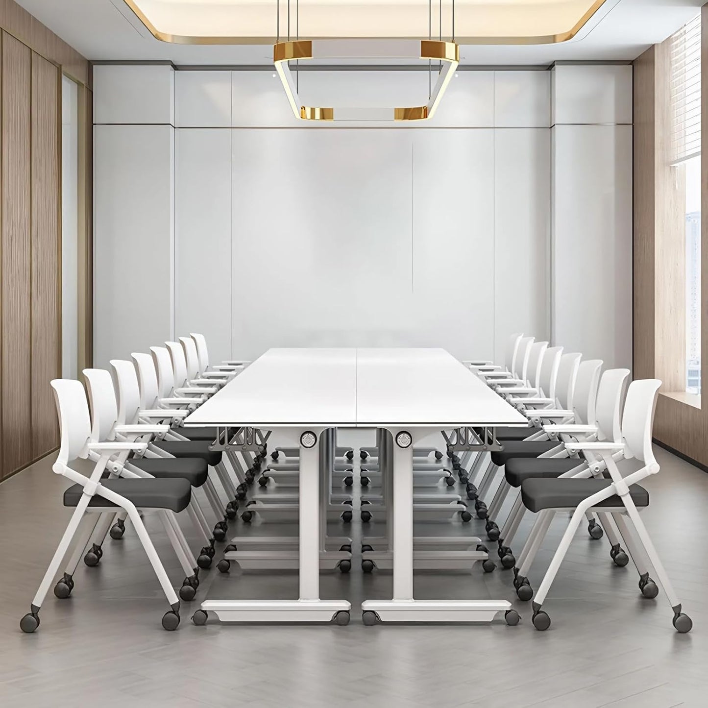 10Pack Conference Room Table, Folding Conference Table for Office Classroom, Mobile Training Tables with Casters Silent Wheels, Large Rectangular Convertible Modular Seminar Tables (L47.2in)