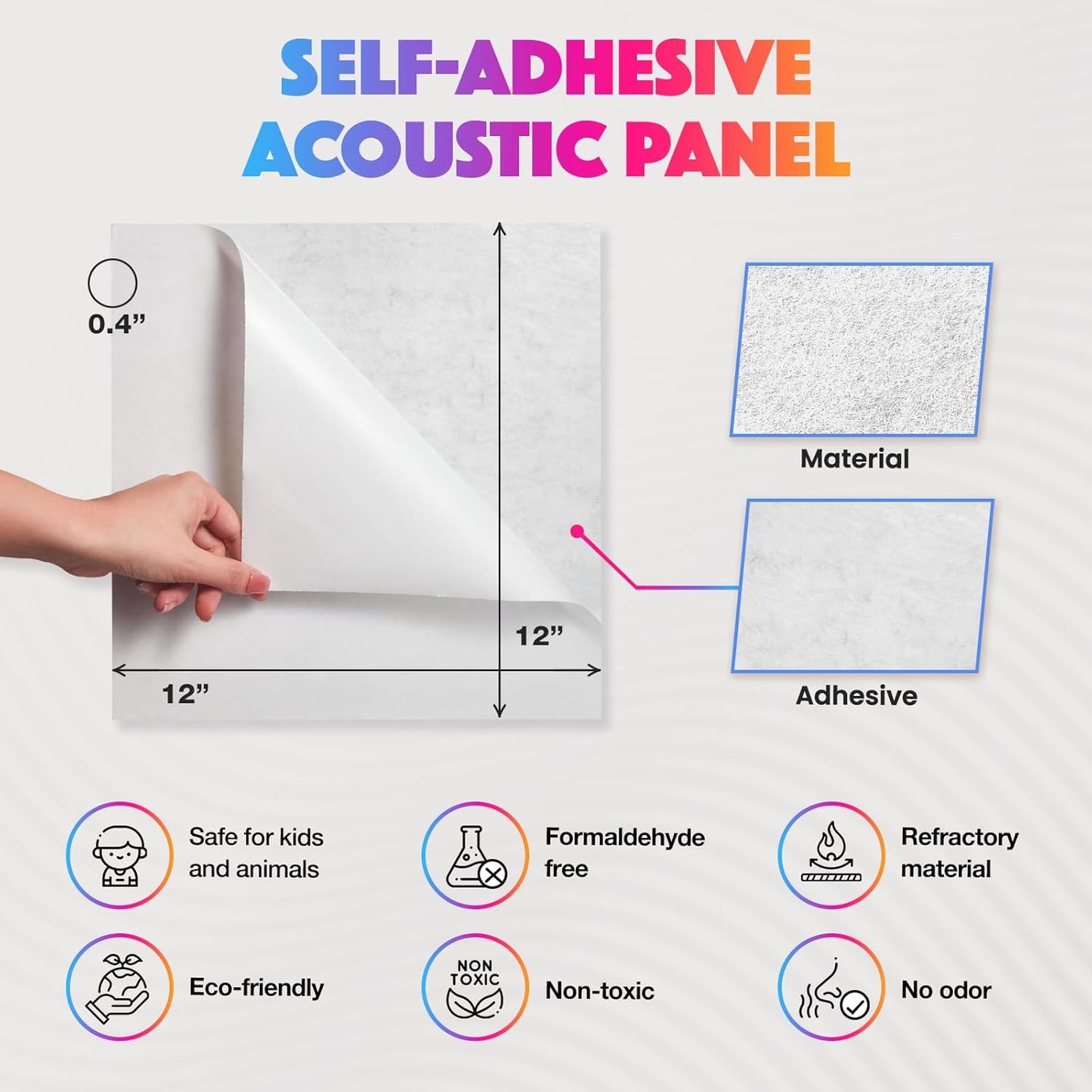 18 Pack Acoustic Panels Self Adhesive Sound absorbing Wall Panels, High Density Dampening Panel, 12X12X0.4 Inch Square Wall Panels in Home,Office,Reccording Room,Studio (Dark Green)