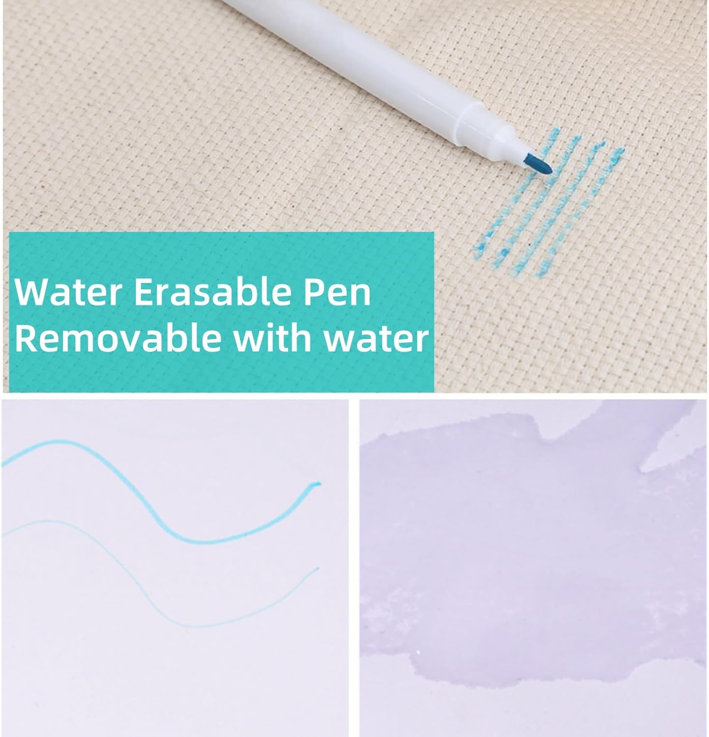 Water Erasable Fabric Marking Pens for Sewing, Blue Single Head, DIY Tailoring Tool, 10 Pack
