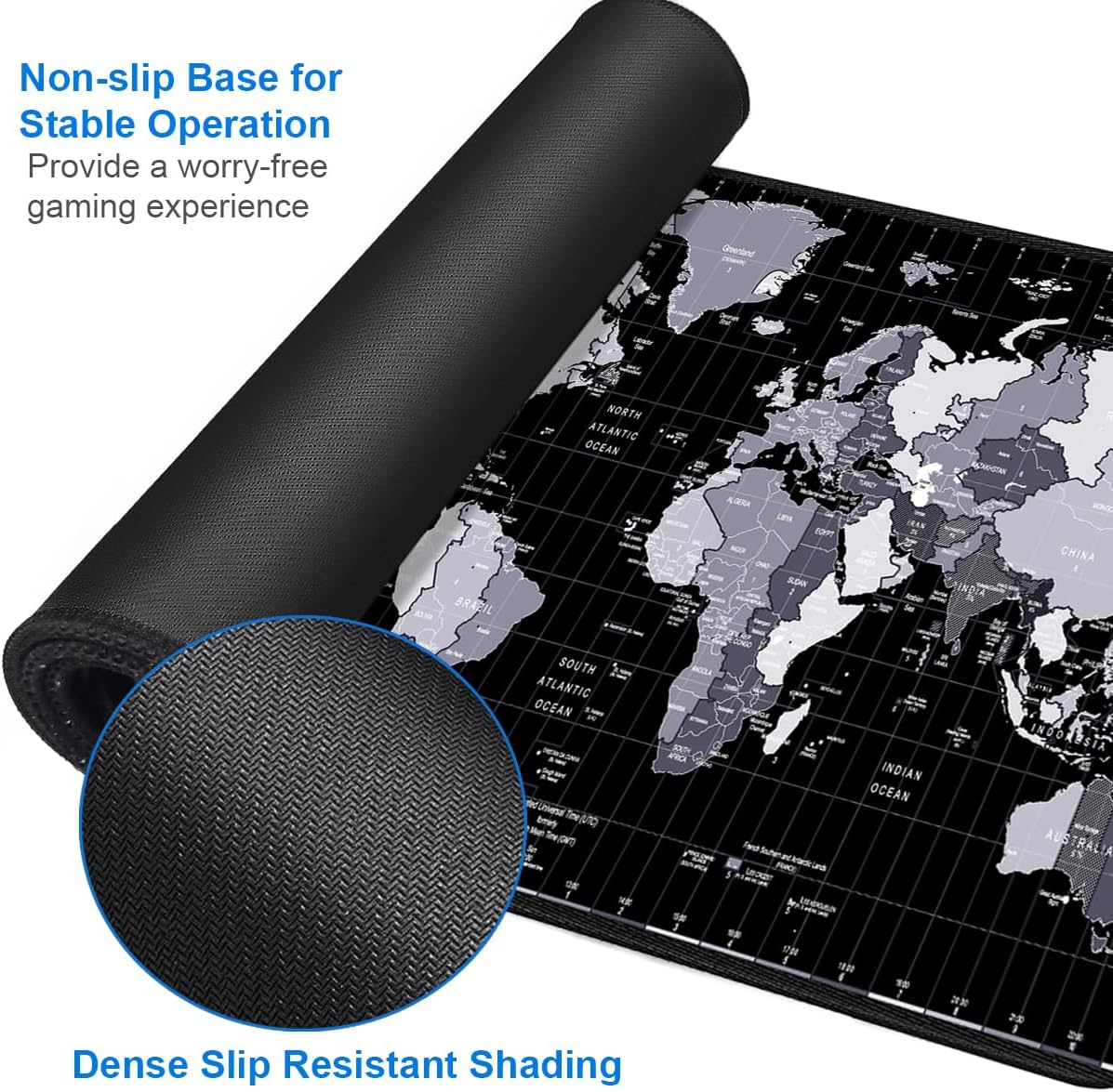 Large Mouse Pad, 31.5x15.7 inch Large Extended Computer Keyboard Mouse Mat, Water Resist Non-Slip Mousepad Rubber Base Long XXL Desk Mouse Pad for Work & Gaming, Office & Home, Grey Map