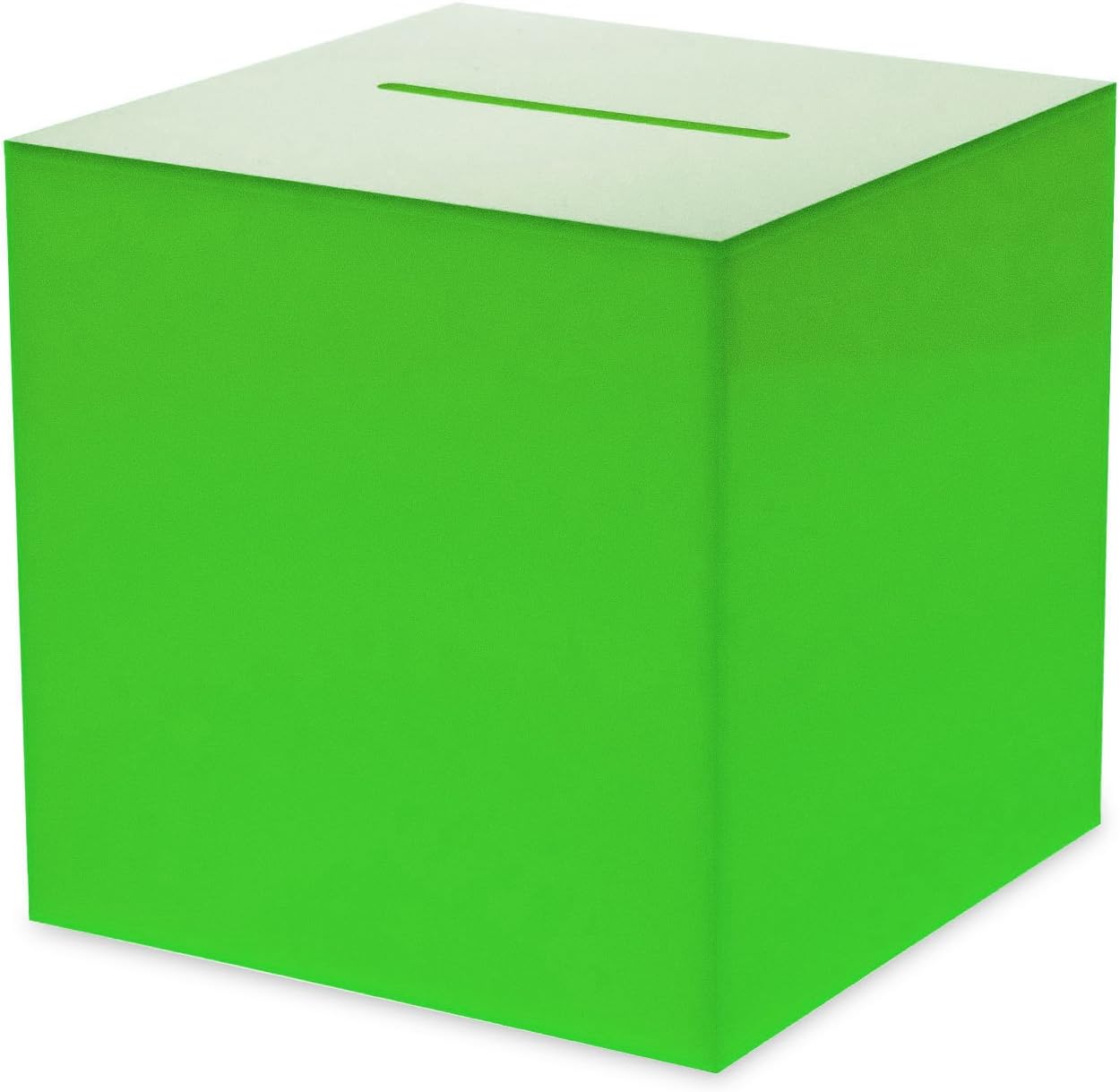 Source One Premium Acrylic Cube Donation Box with Deluxe Rear Open Door and Cam Lock Suggestion Box (8 Inch, Green)