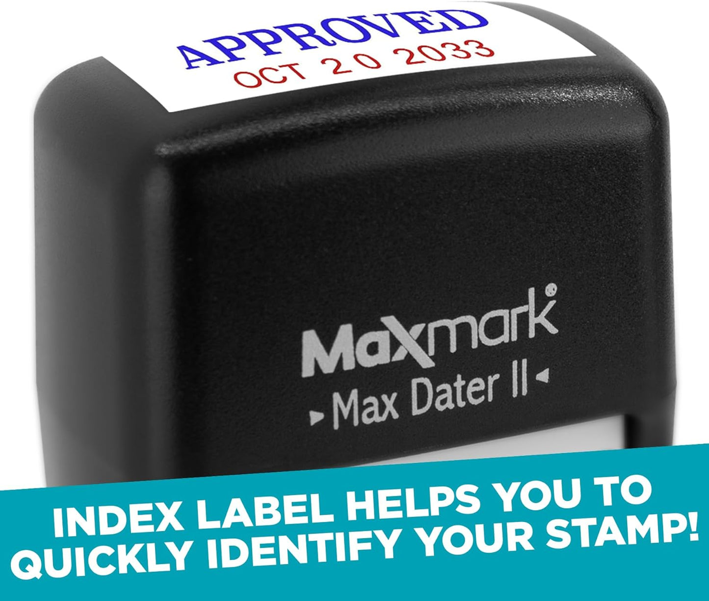MaxMark Self-Inking Rubber Date Office Stamp with Denied Phrase Blue Ink & Date RED Ink (Max Dater)