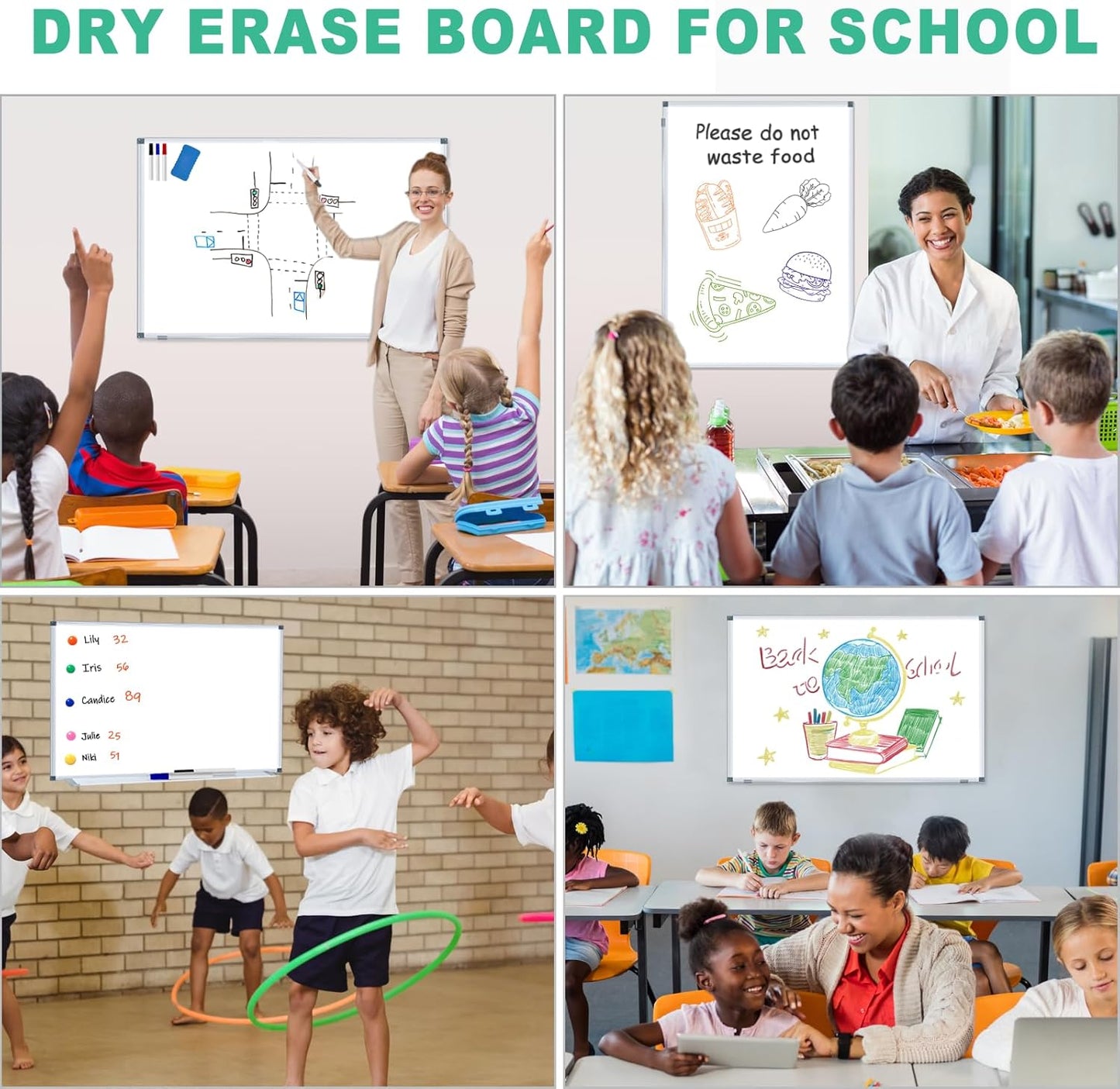 H-Qprobd 3' x 2' Whiteboard Dry Erase White Board for Wall 36x24 (3pcs) Magnetic Boards for Office Classroom & Home, Small Wall Whiteboard Including 6 Markers, 20 Magnets, 2 Erasers