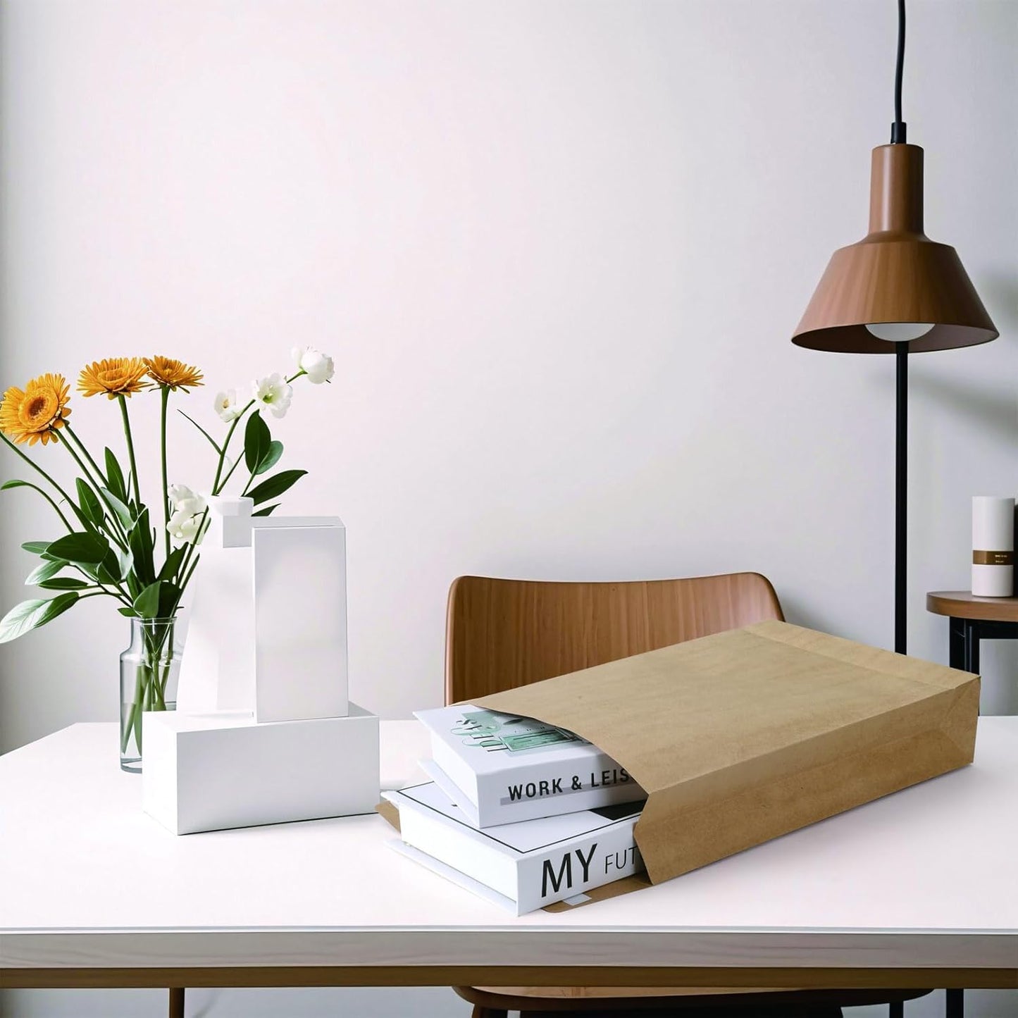 25 Pack 10" x 15" Expandable Catalog Envelopes, Large Kraft Document Envelopes Self Seal Manilla Envelopes Mailing for Documents, Magazines, Photos