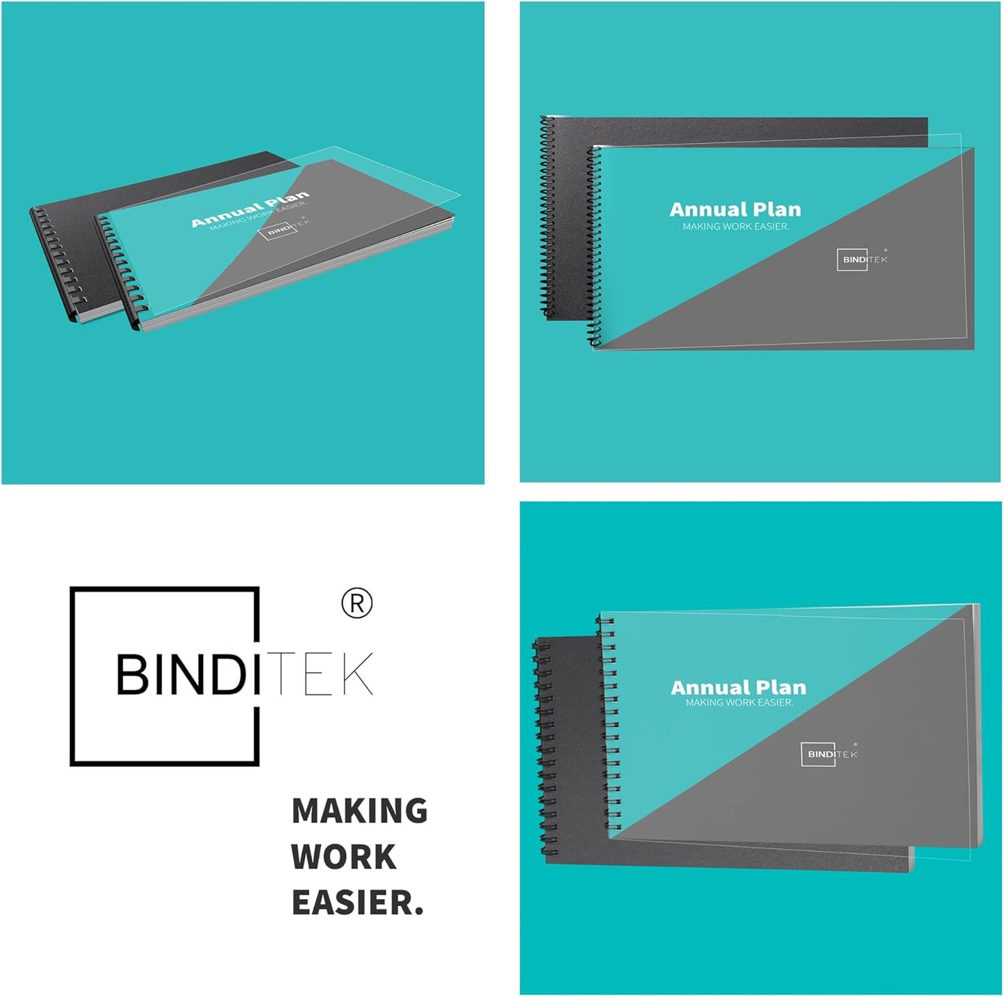 Binditek 100 Pack Binding Covers and Backs Set, 8.5 x 14 Inches, 50 Clear PVC (8Mil), 50 Sand-Textured Polycovers (12Mil), Legal Size