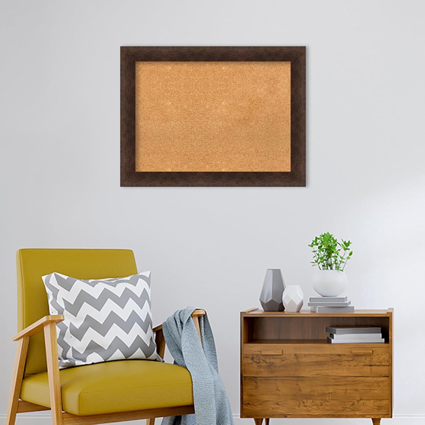 Amanti Art Natural Cork Board for Wall, 25x33 Vision Board with Brown Wood Frame, Medium Corkboard Office Decor for Home Organization, Casual Corkboard Pinboard to display items for home organization