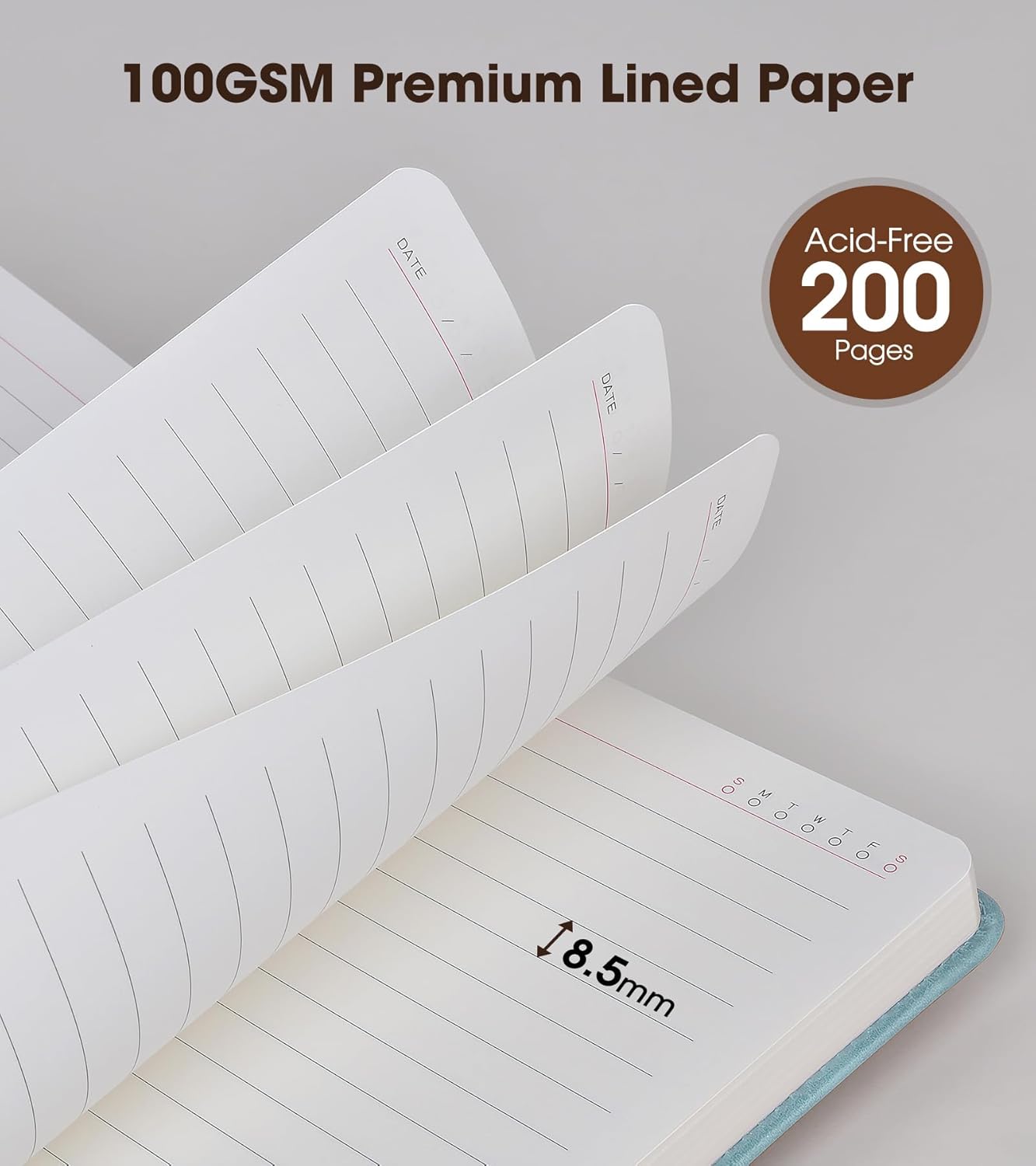 A5 Lined Leather Journal Notebook for Men Women,5.9" X 8.4" Hardcover Journal with Pen,200 Pages 100 Gsm Thick Ruled Paper Daily Diary for School,Travel,Business,Work,Home Writing