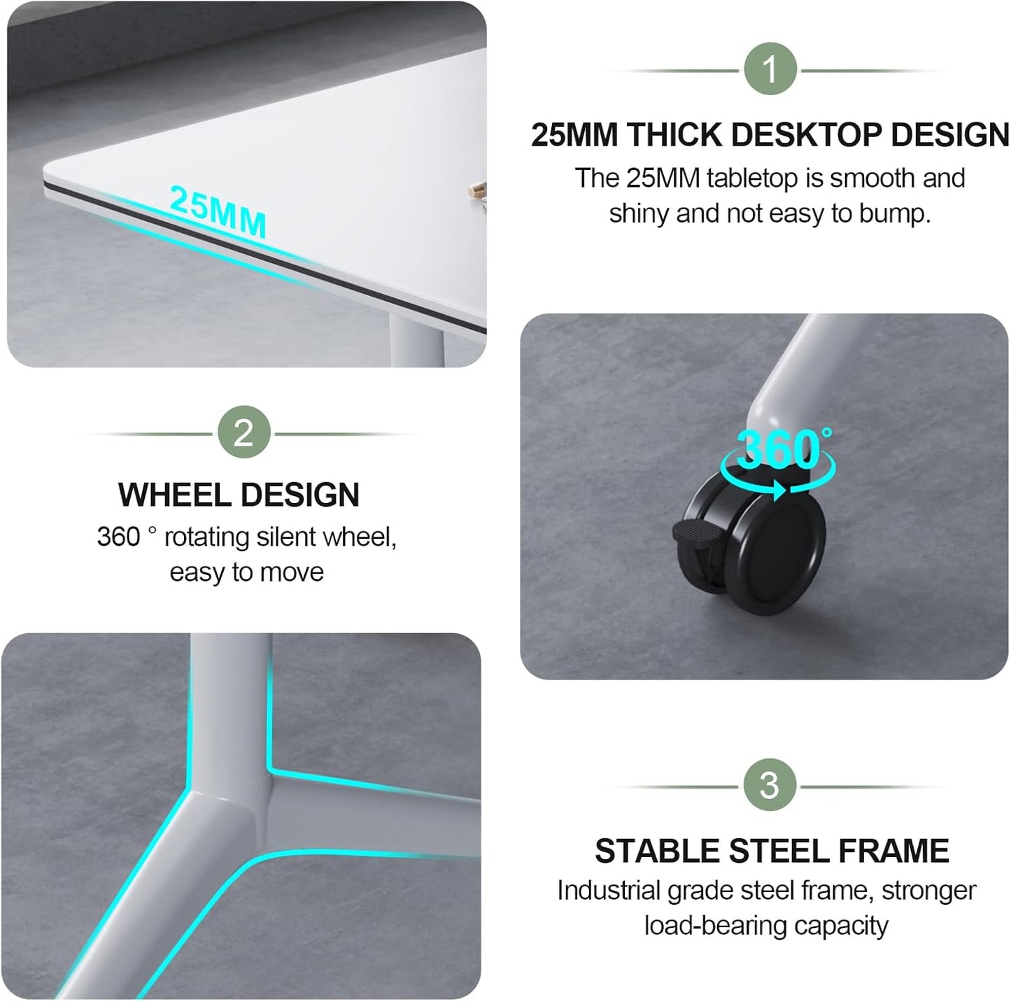 Conference Table,Folding Conference Room Tables Portable Rolling Conference Training Table with Silent Wheels,Mobile Meetings Flip Top Tables for Offices Classrooms Meeting Room (4Pack 70.8in)