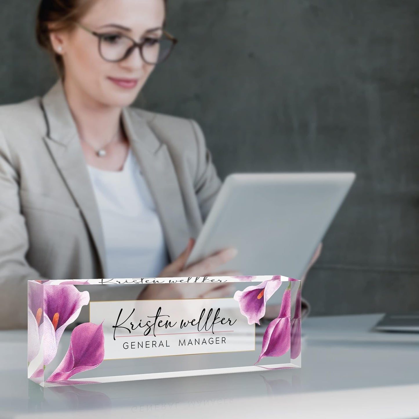 Desk Name Plate Personalized | Custom Name Plates for Desks | Office Gifts for Coworkers, Boss, Employee, Teacher, Social Worker | Office Desk Decor - (8" x 2.5")-Design 8