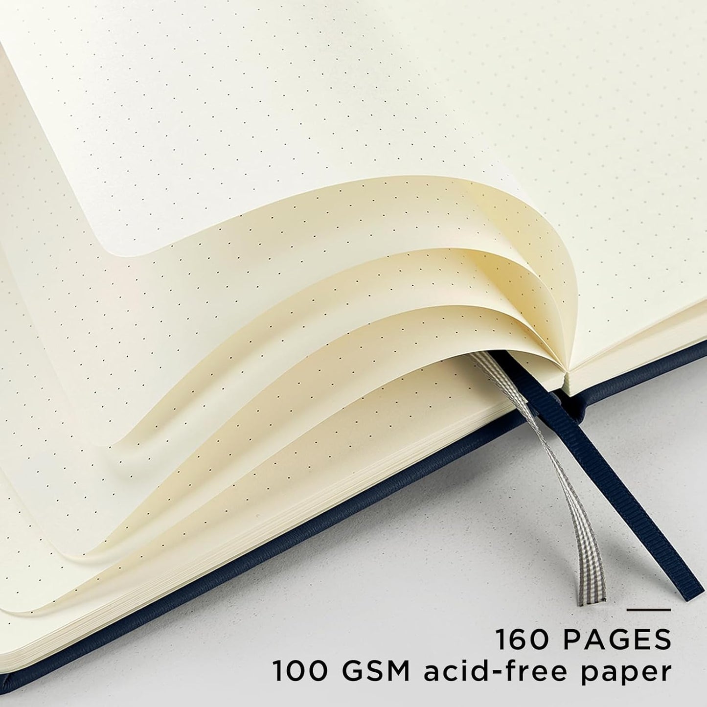 &And Per Se Dotted Journal Notebook, A5 Hardcover Bullet Dotted Journal, 160 Pages 100 gsm Thick Paper, 3 Sheets of Stickers Included - 5.7'' x 8''（Dark Blue）