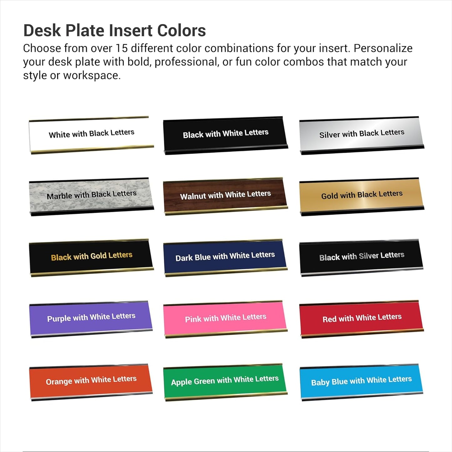 Custom Engraved Desk Plate | Personalized with your Name and Title | Perfect Decor for Office, Business, or Home | Multiple Font and Color Options | 2x8" or 2x10" (Black w/Gold Letters, 2x8")