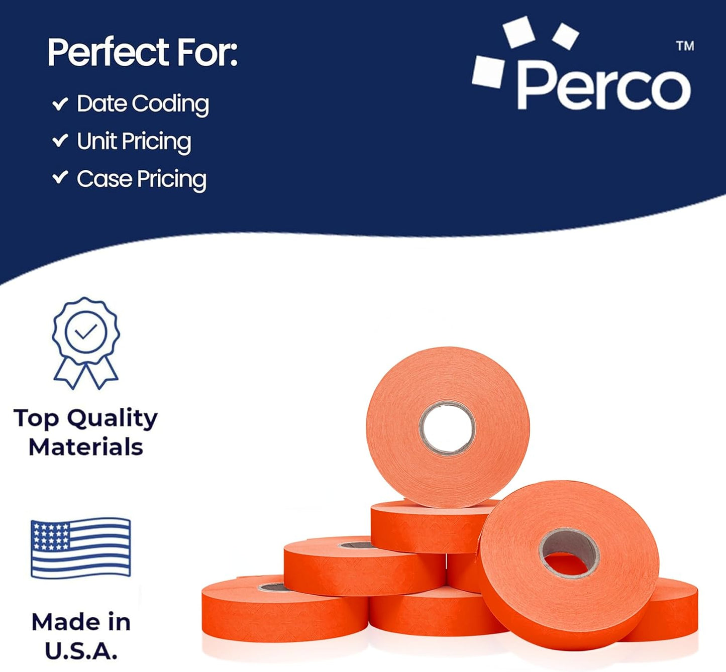Perco Fluorescent Red Pricing Labels for Monarch 1136 Price Gun - 8 Rolls, 14,000 Pricemarking Labels