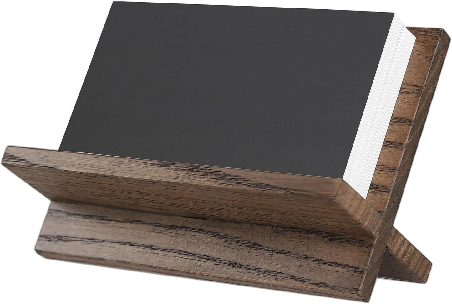 Business Card Holder for Desk - Brown Wood Small Cards Holders, Professional Desktop Business Card Stand Display, Wooden Name Card Holder