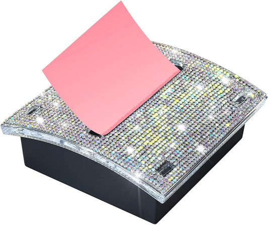 Rhinestone Self Sticky Note Holder Post it Note Dispenser Pop-Up Sticky Notes Dispenser 4 x 4 Inches Post it Dispenser for Desk (AB Bling)