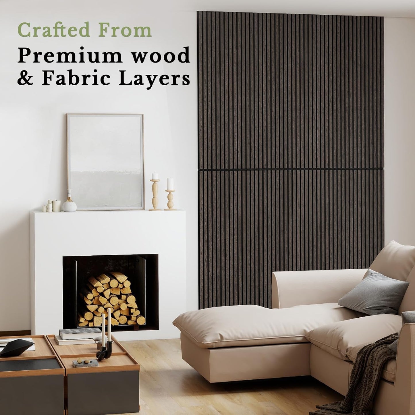 MISSDAY Wood Slat Acoustic Wall Panels, 4 Packs 47.2" x 23.6" Dark Walnut Soundproof Panel For Interior Wall Decor Noise Absorbing-3D Textured Wooden Panel Sound-Absorbing for Home, Office, Studio