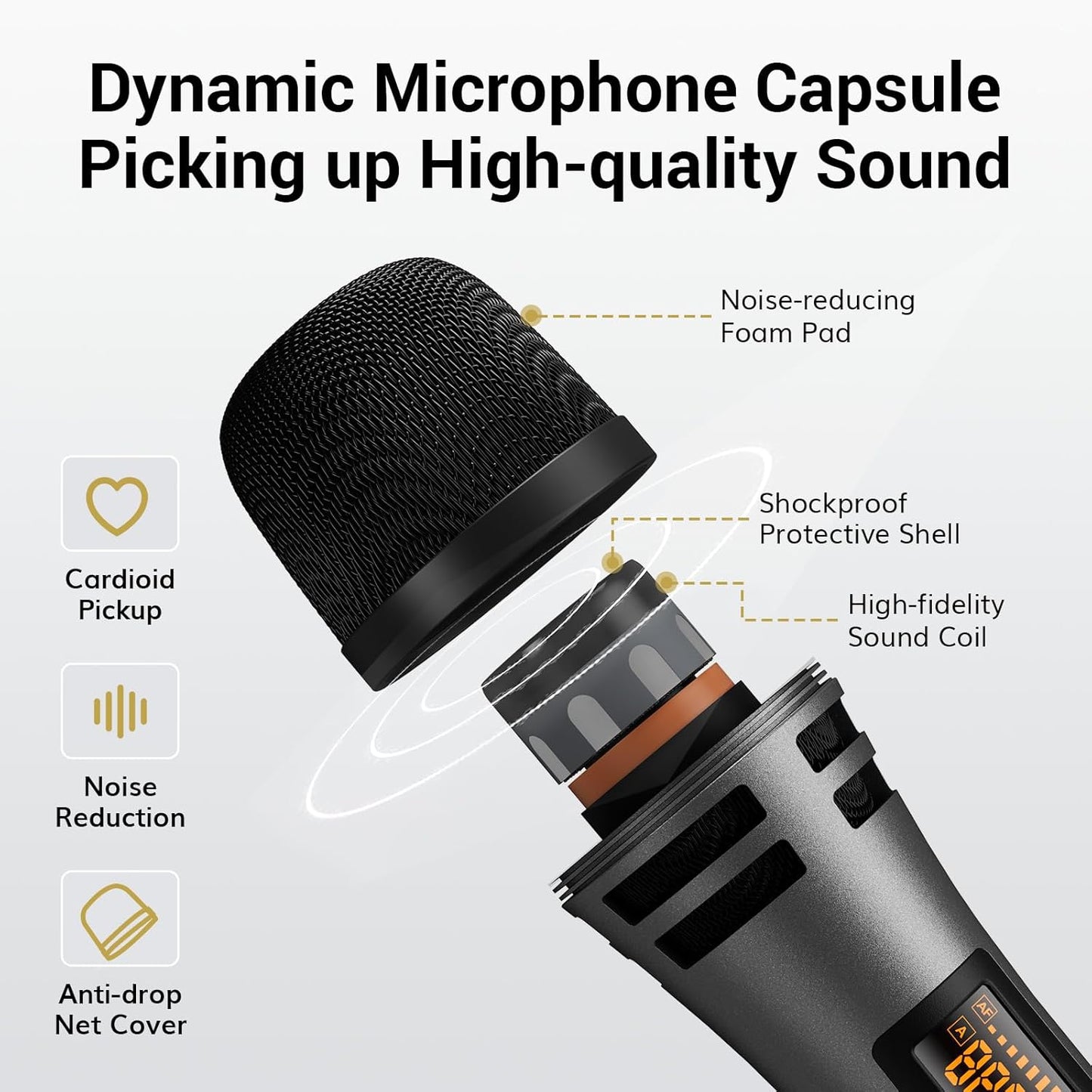 TONOR Wireless Microphones System with 4x10 Channels Cordless Handheld Microfono Inalambrico, 200FT UHF Range, Mics with Stable Signal Transmission for Karaoke Singing Party Church Wedding PA Speaker