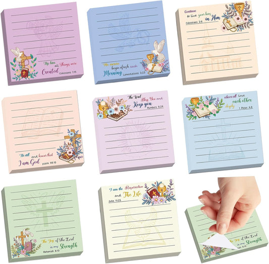 600 Sheets Bible Sticky Notes, Self Stick Christian Notepads Bible Verse Cute Positive Sticky Notes Inspirational Memo Pads Bible Verse Quotes Notepads for Reminders School Office Supplies