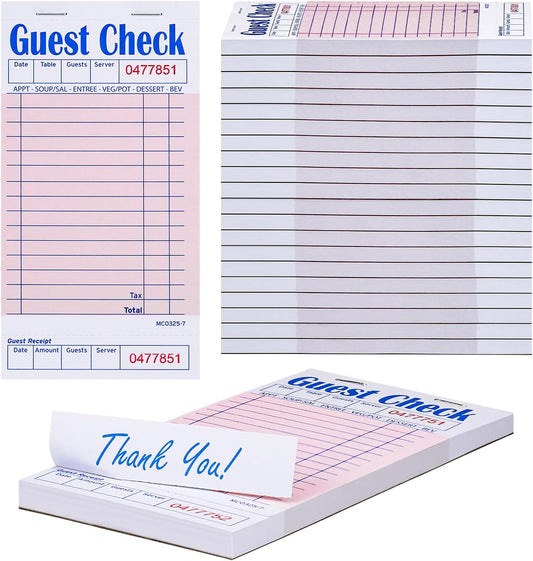 Methdic Guest Checks Pink Server Note Pads 1000 Orders Waitress Notepad for Restaurants (20 Books)…