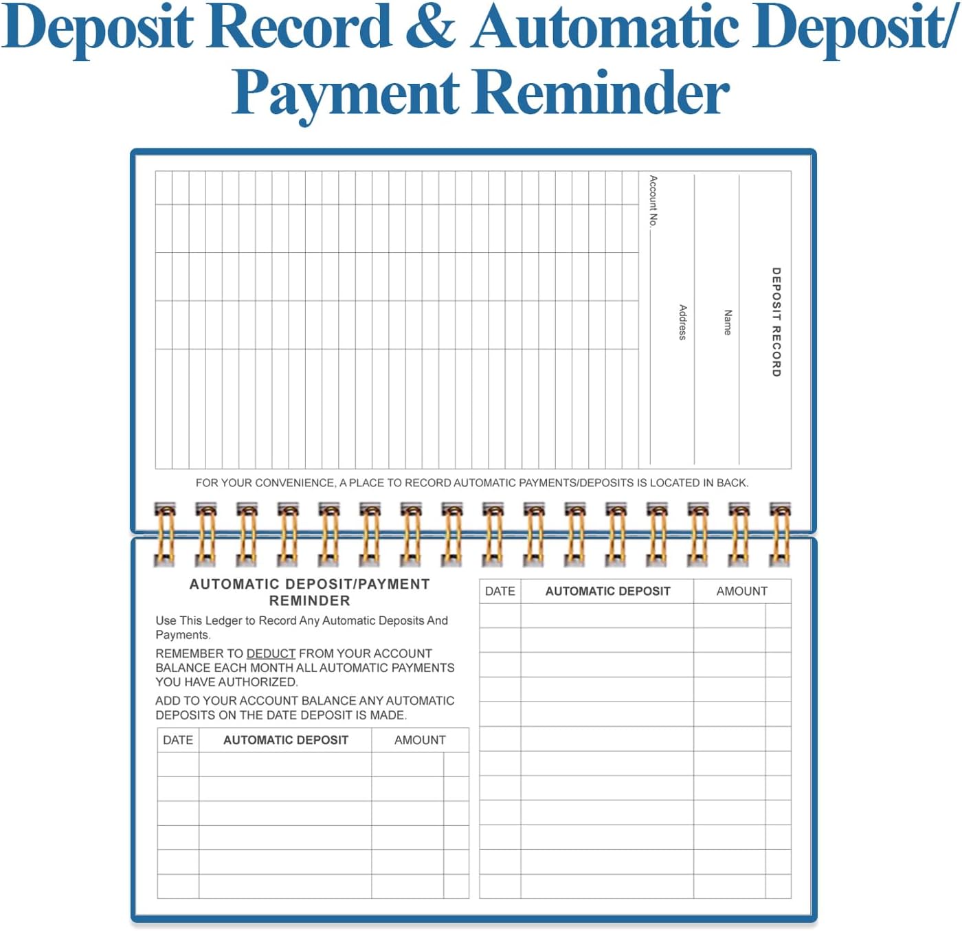 Check Registers for Personal Checkbook - A6 Blank Ledger Transaction Registers for Personal, Check Register Book for Checking and Saving Account, Deposit and Credit Card, 3,75" x 6.75", Blue
