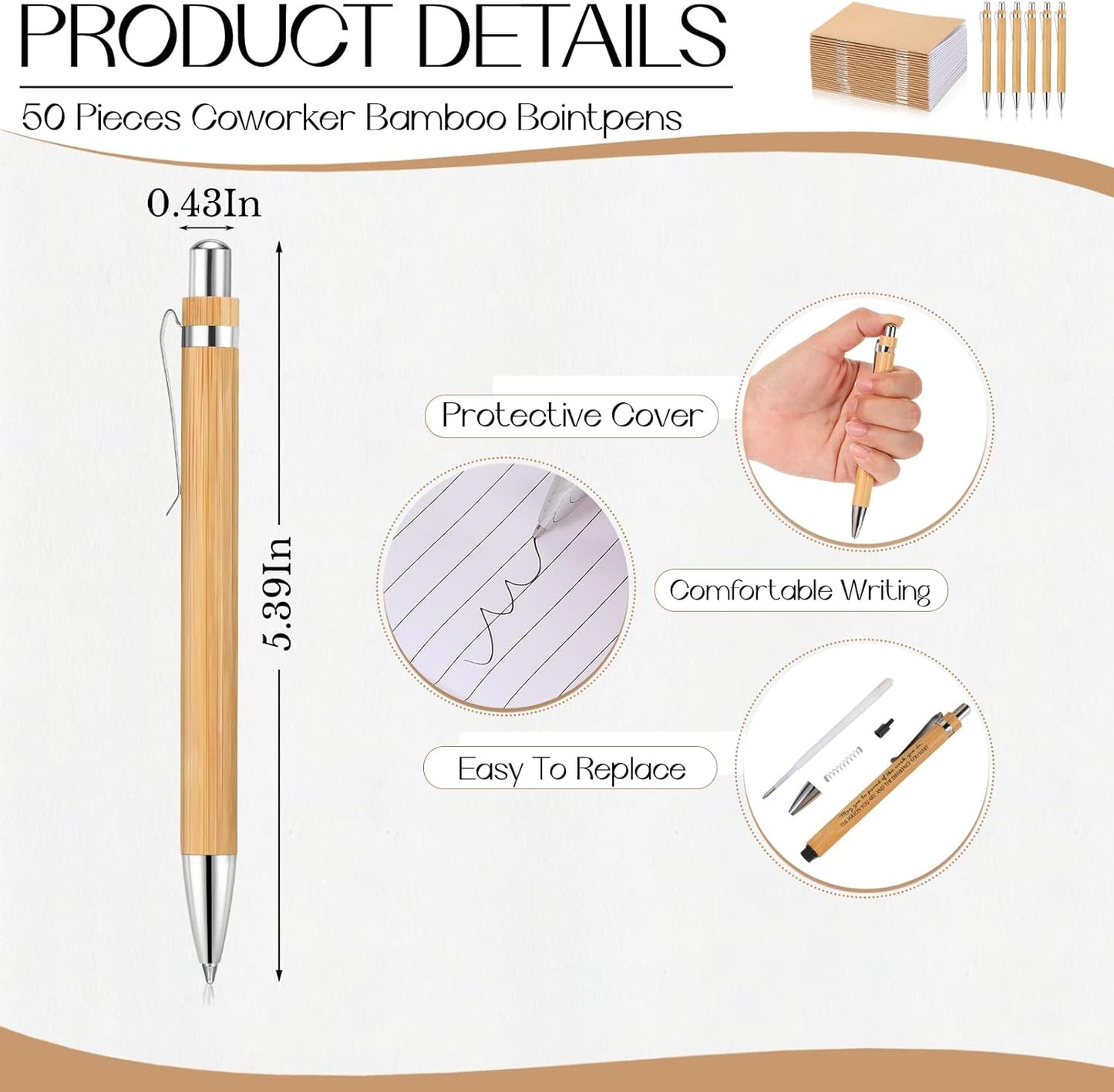 Kisston 50 Sets Mini Pocket Notebook with Pens Bulk Christmas Notebook Gifts Small Memo Notepad with Bamboo Pens for Employee Coworker Team Gifts(Classic Color)