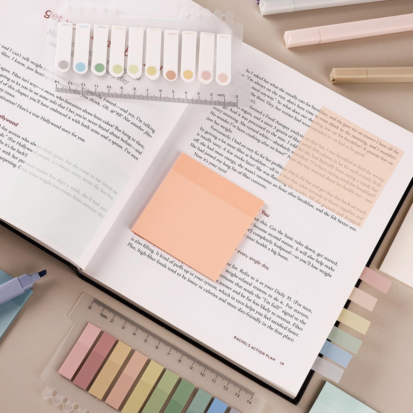 12pcs highlighters Pastel Bulk Assorted Colors Yellow Blue 4 Pads Transparent Sticky Notes tabs Yellow 3x3 Bulk Ruler 6 inch Comes with Colored Labels Sticky Index Tabs Page Book Marker