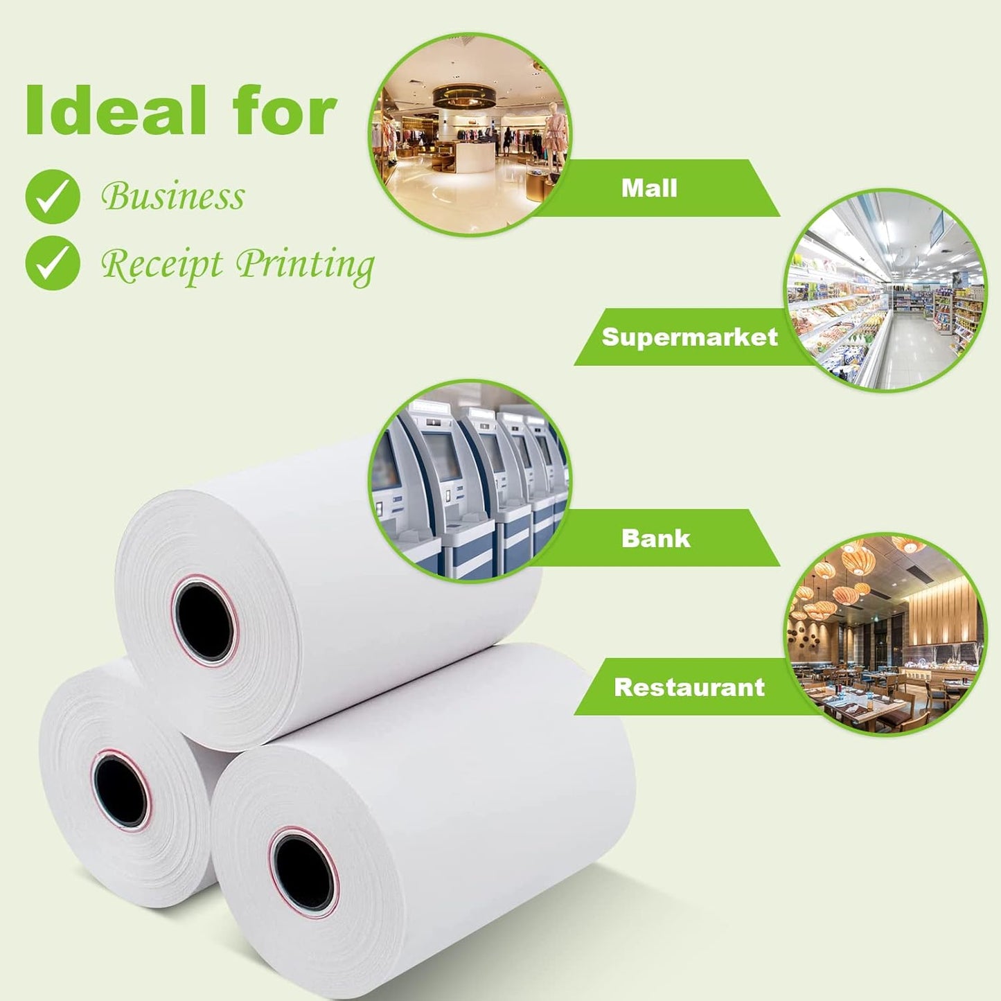 MFLABEL 2 1/4" x 50' Thermal Paper Cash Register POS Receipt Paper Credit Card Paper300 Rolls
